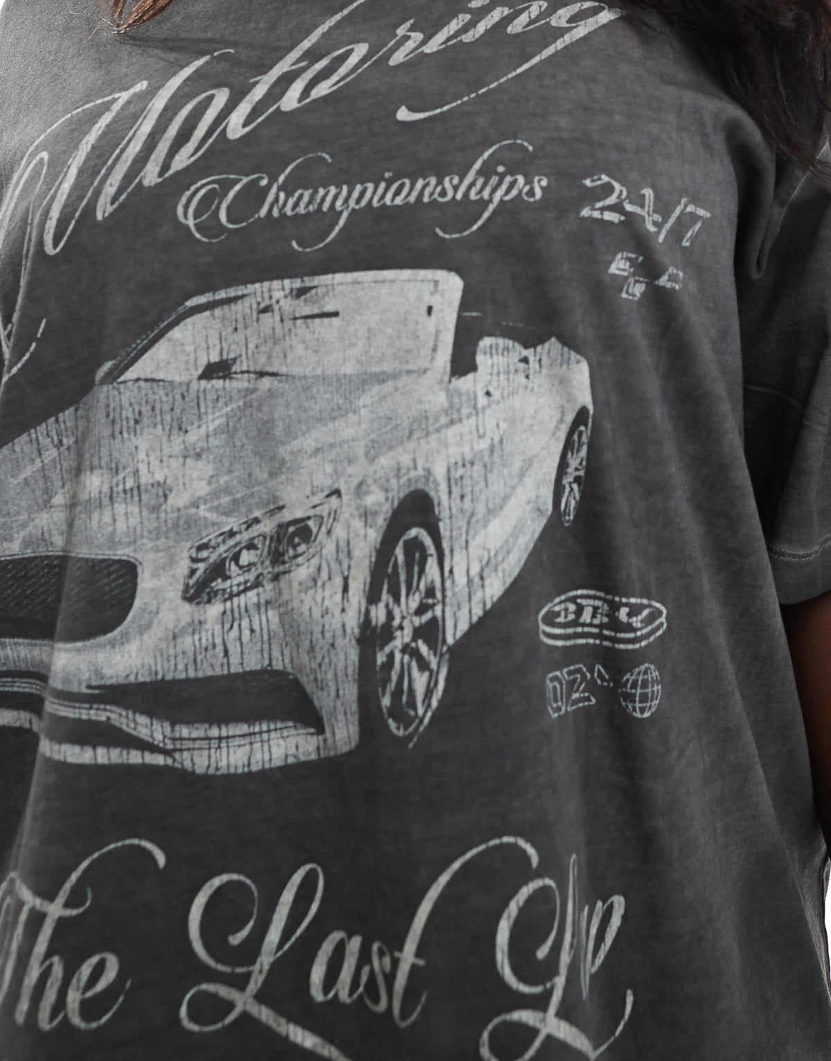 ASOS DESIGN Curve oversized t shirt with motoring car graphic in washed charcoal - ASOS Sample Sale