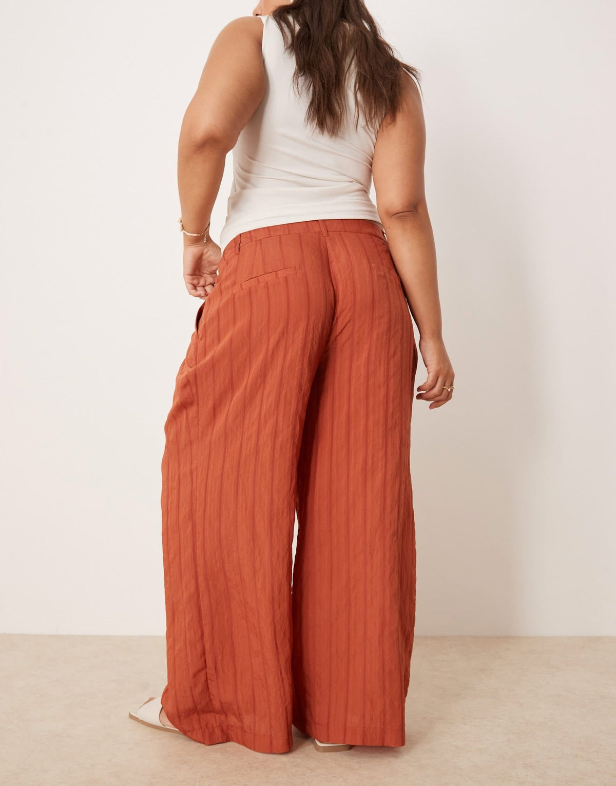 ASOS DESIGN Curve palazzo stripe trousers in rust - ASOS Sample Sale