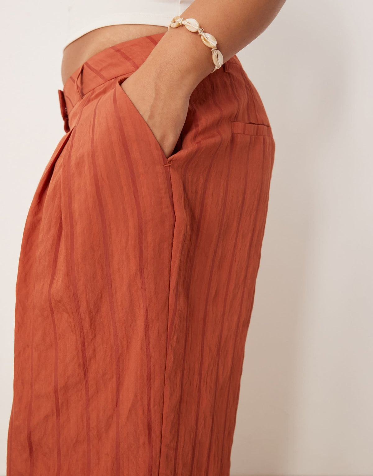ASOS DESIGN Curve palazzo stripe trousers in rust - ASOS Sample Sale