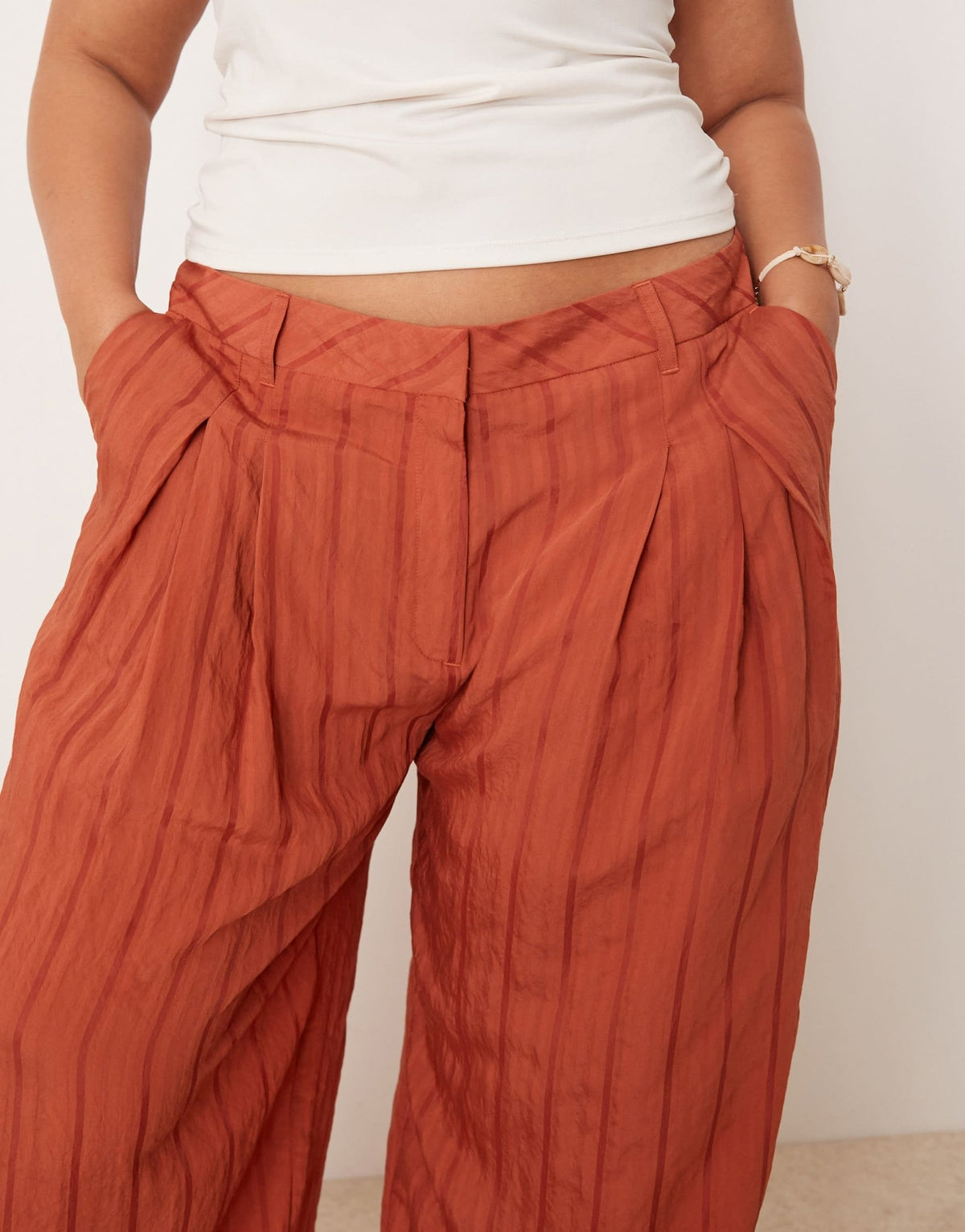 ASOS DESIGN Curve palazzo stripe trousers in rust - ASOS Sample Sale