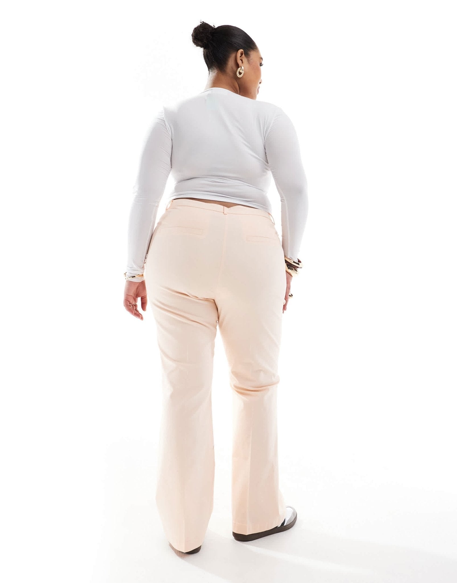 ASOS DESIGN Curve patch pocket flare trousers in apricot - ASOS Sample Sale