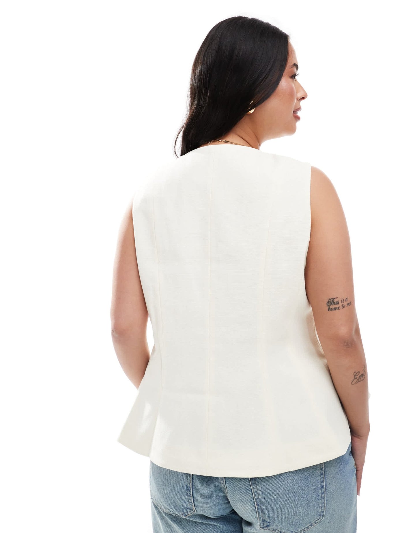 ASOS DESIGN Curve peplum waistcoat in buttermilk - ASOS Sample Sale