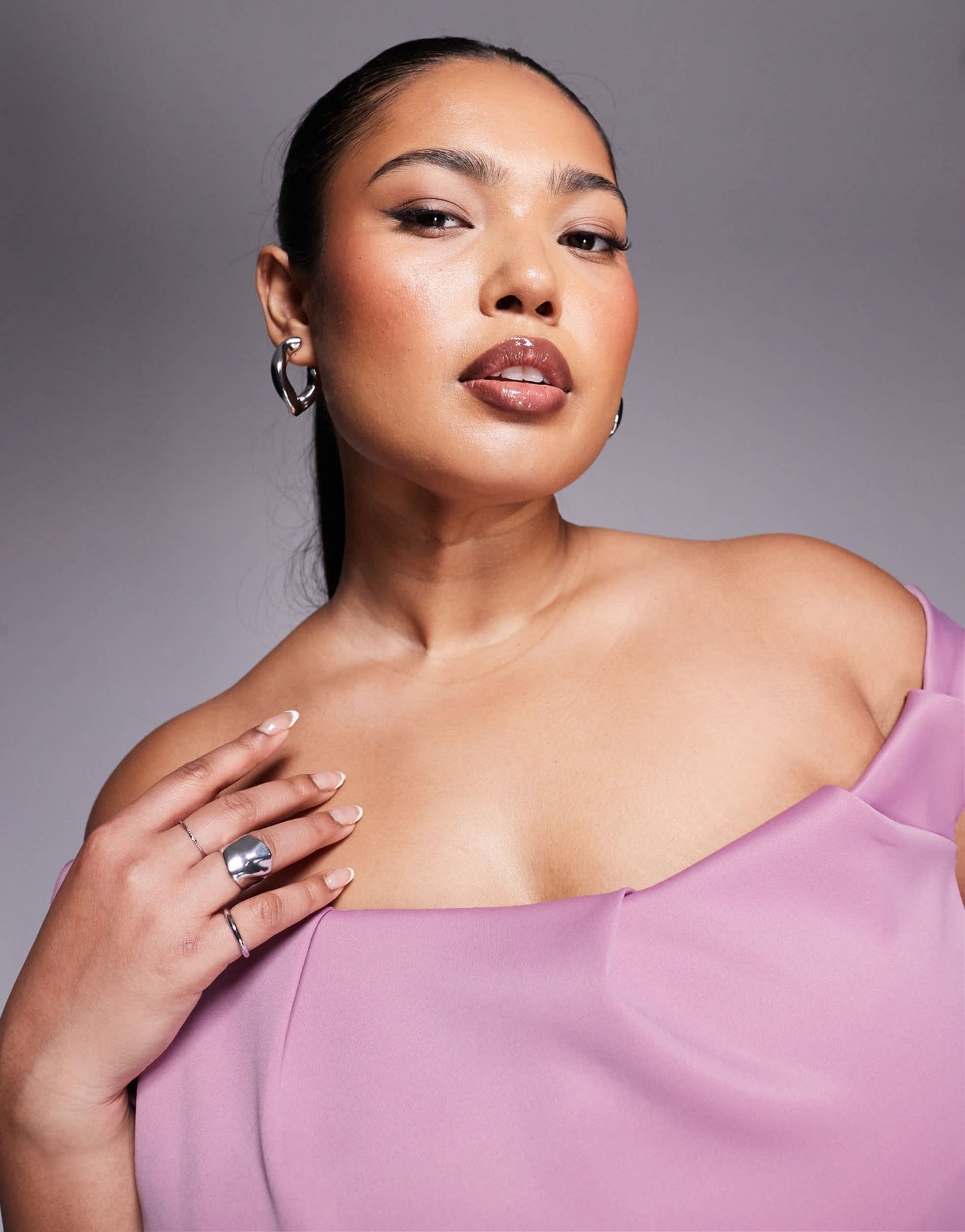 ASOS DESIGN Curve pleated bardot maxi dress in rose in scuba - style fabric - ASOS Sample Sale