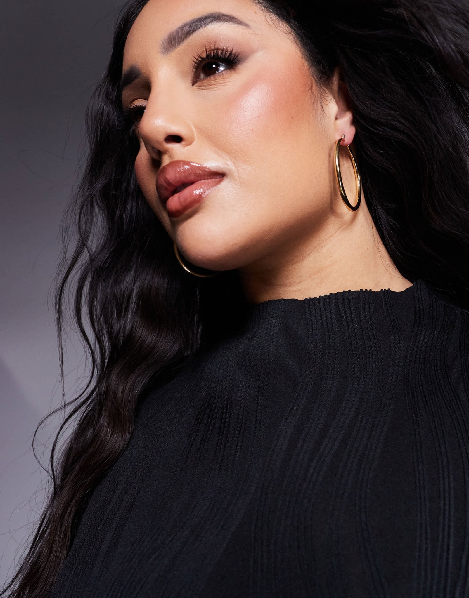 ASOS DESIGN curve plisse long sleeve top with grown on neck in black - ASOS Sample Sale