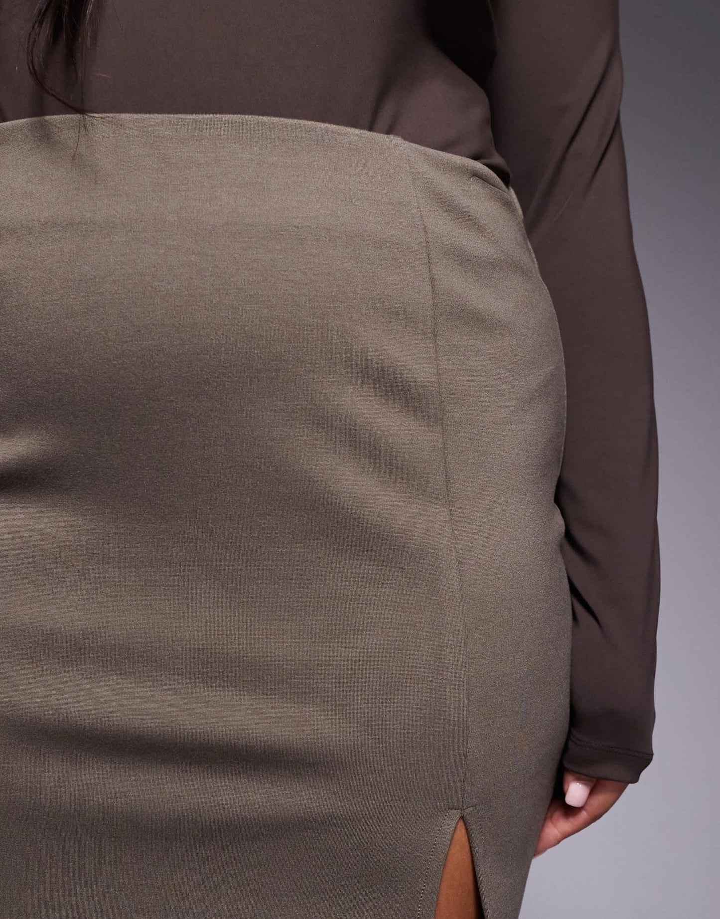 ASOS DESIGN Curve ponte split hem mini skirt in taupe - ASOS Sample Sale
