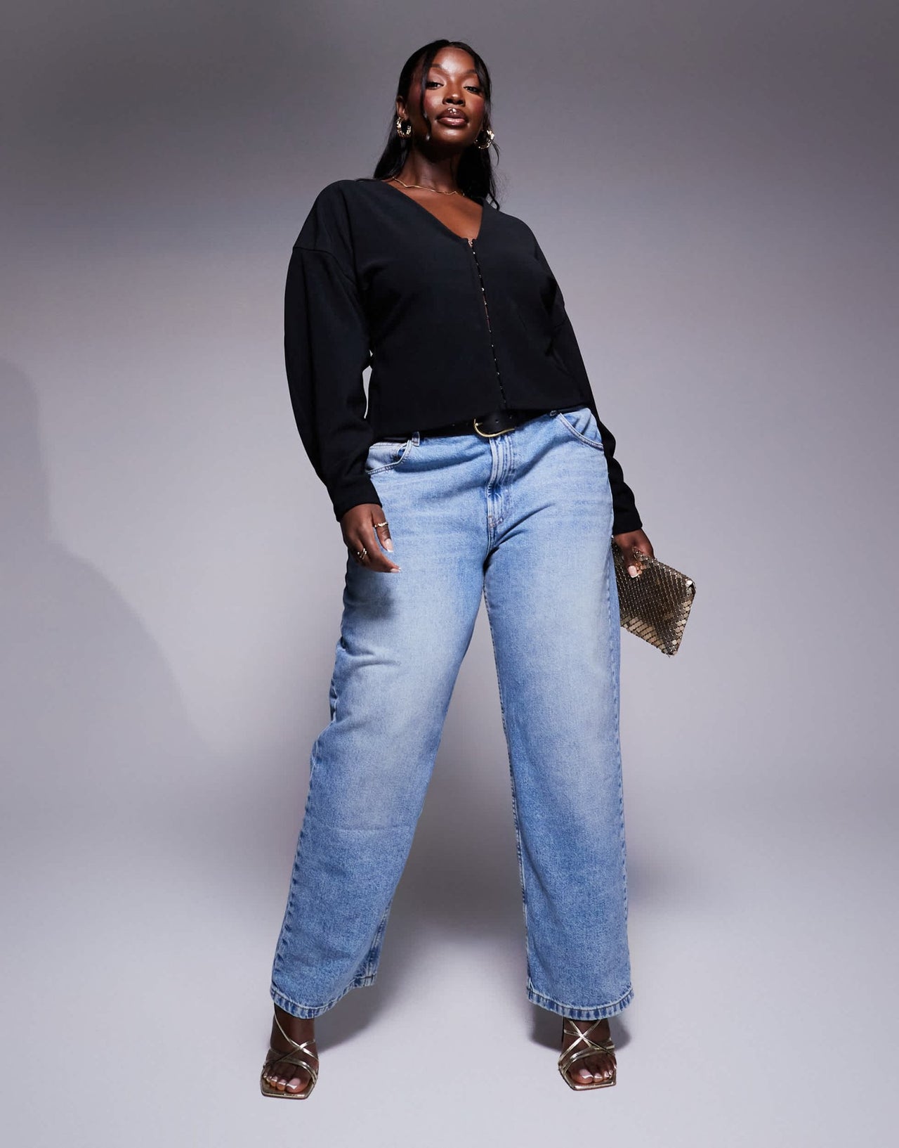 ASOS DESIGN Curve ribbed balloon sleeve structured top in black - ASOS Sample Sale