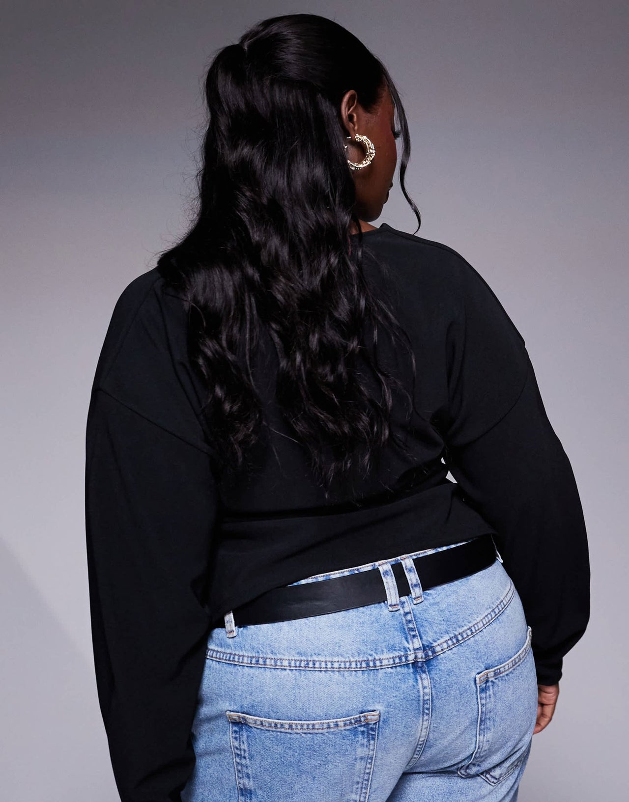 ASOS DESIGN Curve ribbed balloon sleeve structured top in black - ASOS Sample Sale