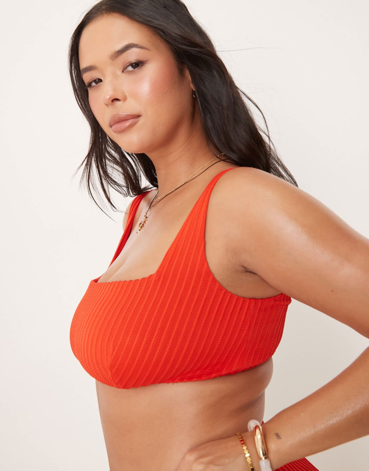 ASOS DESIGN Curve Riddy rib crop bikini top in red - ASOS Sample Sale