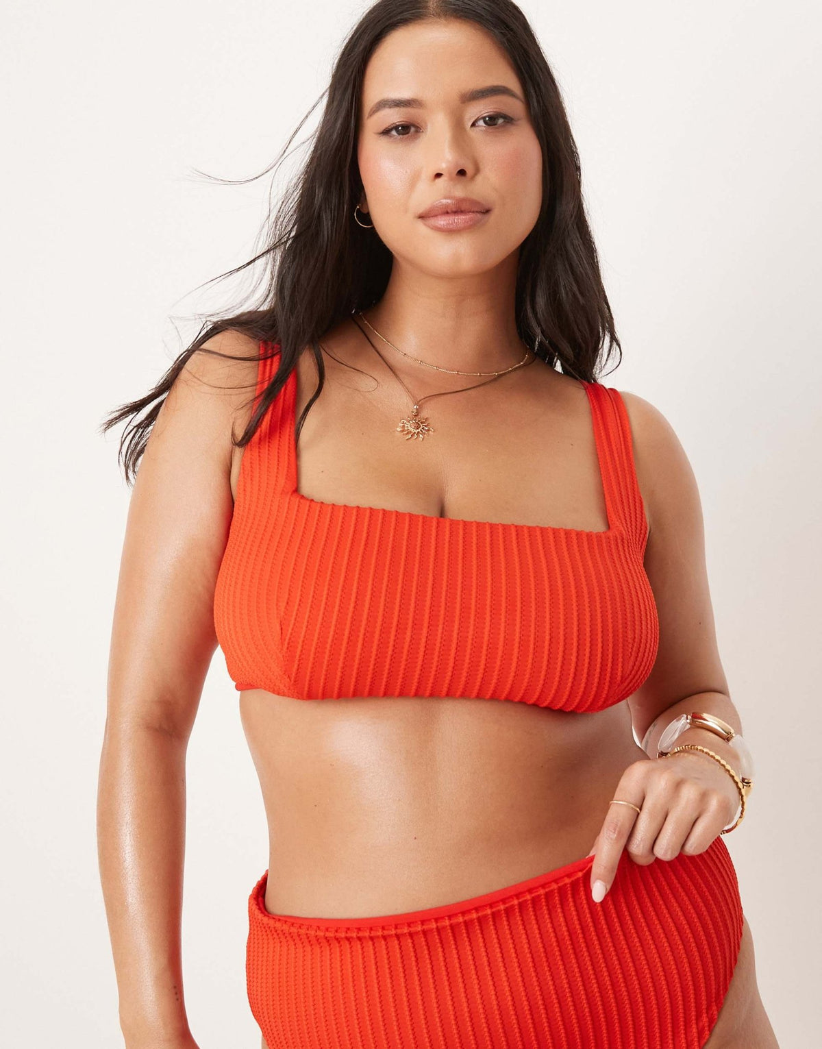 ASOS DESIGN Curve Riddy rib crop bikini top in red - ASOS Sample Sale