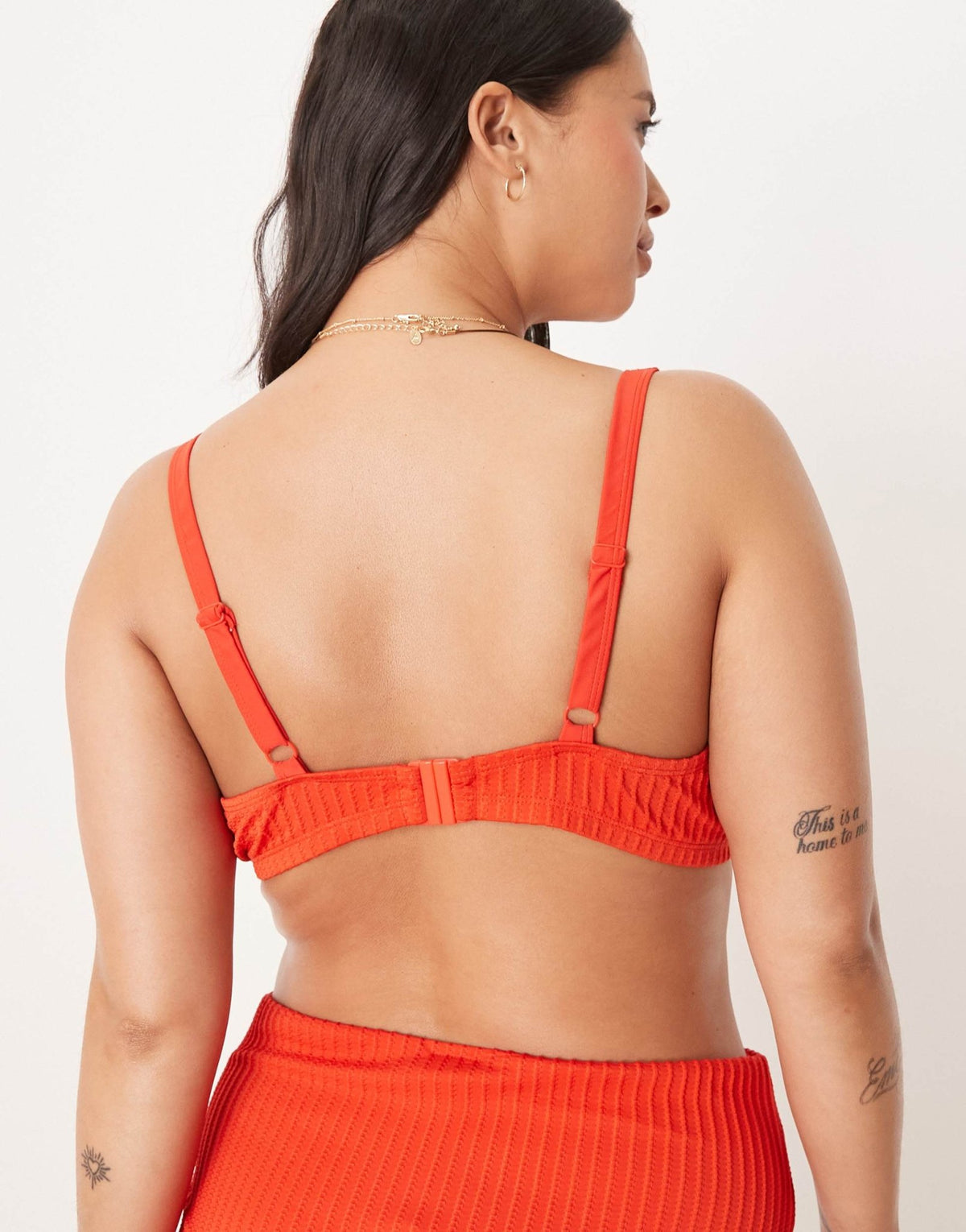 ASOS DESIGN Curve Riddy rib underwired bikini top in red - ASOS Sample Sale
