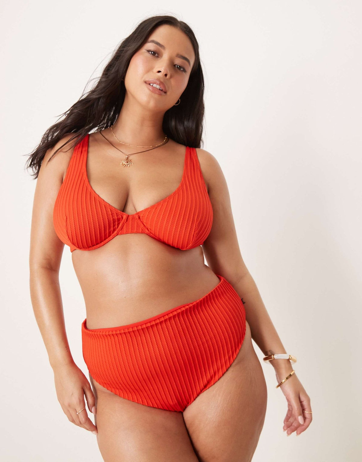 ASOS DESIGN Curve Riddy rib underwired bikini top in red - ASOS Sample Sale