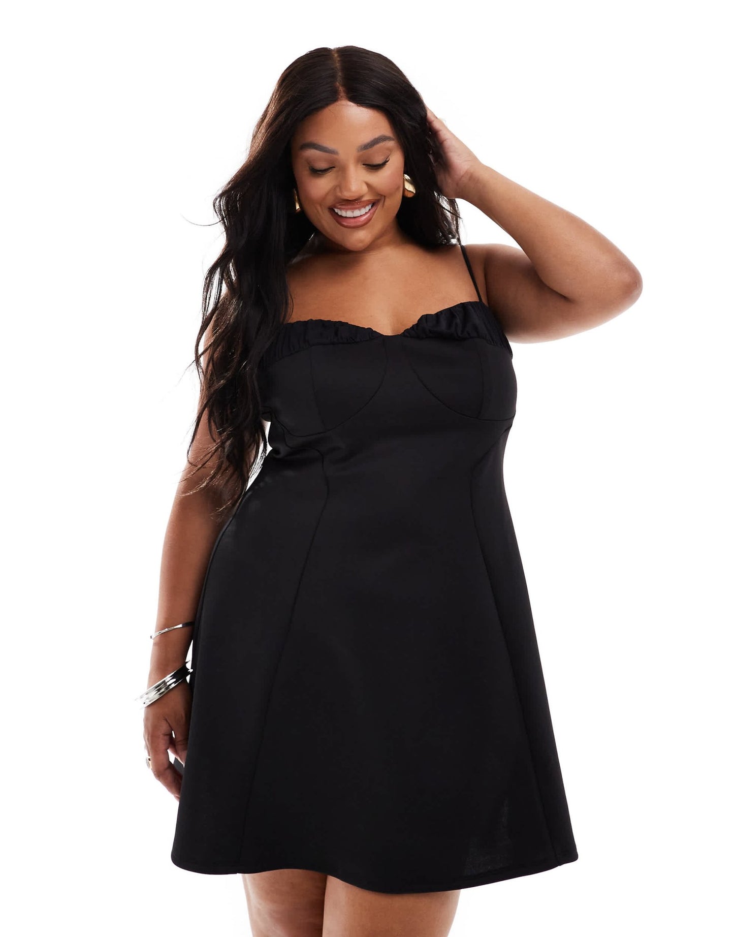 ASOS DESIGN Curve ruched bust cami mini dress in black - ASOS Sample Sale