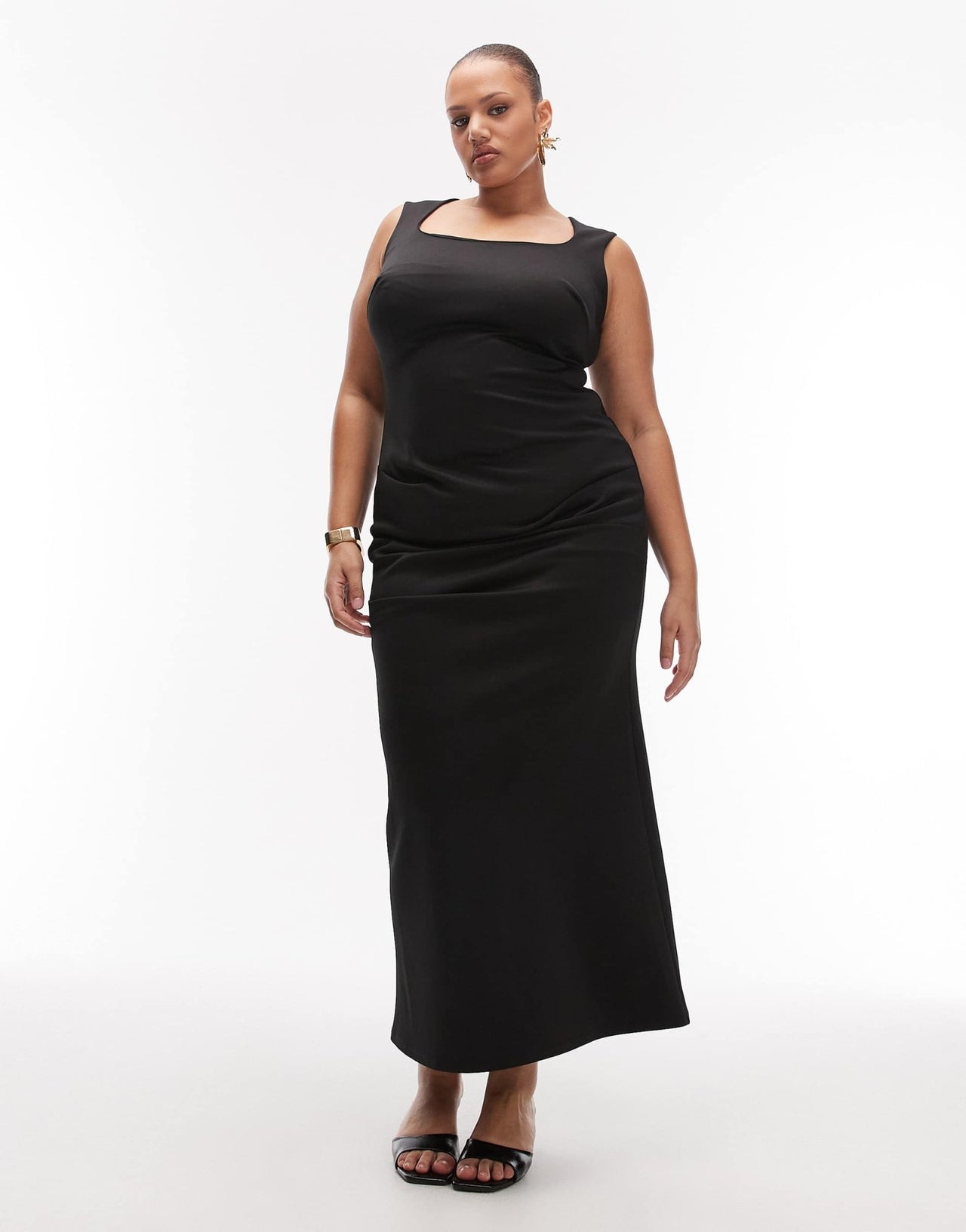 ASOS DESIGN Curve scoop cami sculpted maxi dress in black scuba - style fabric - BLACK - ASOS Sample Sale
