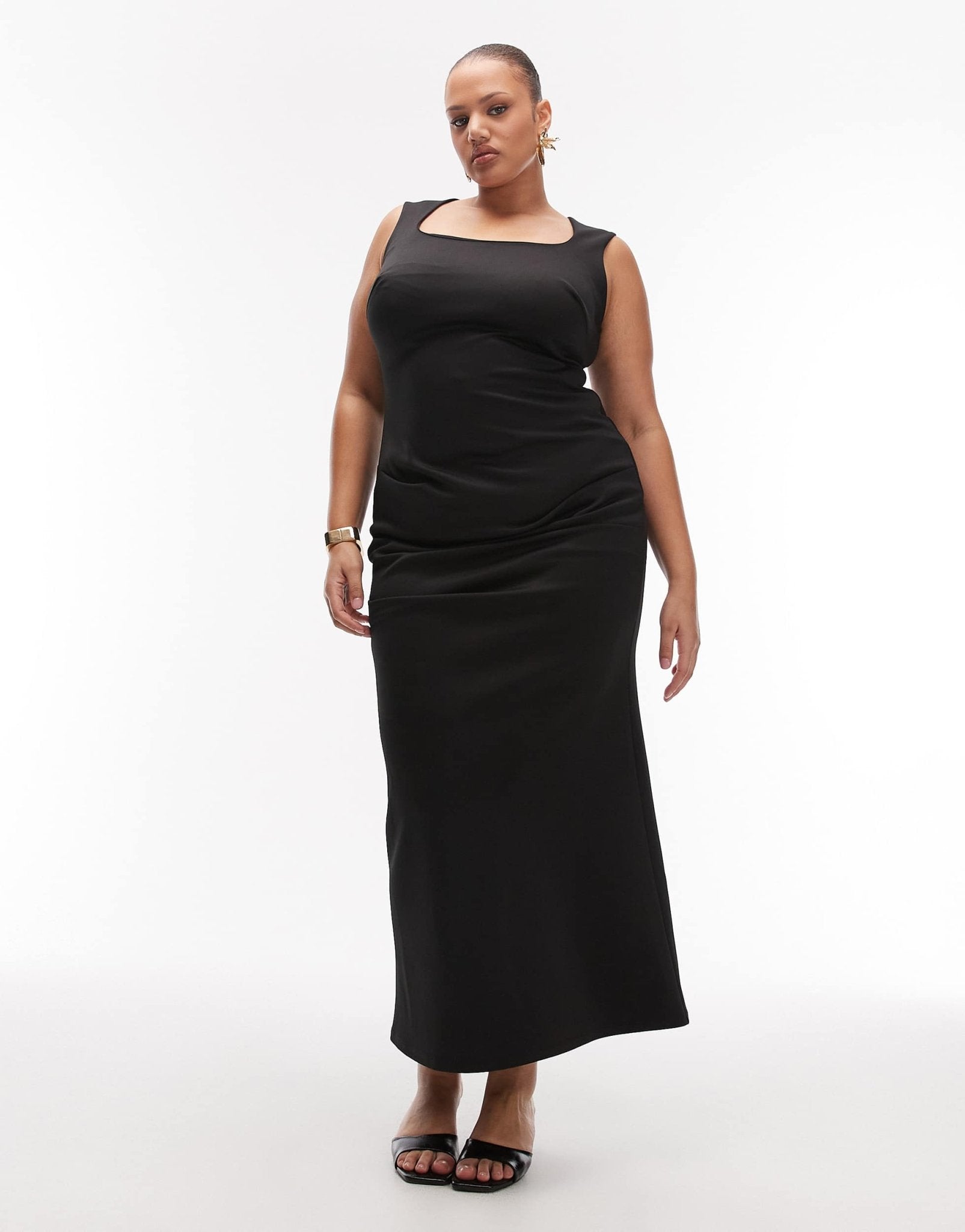 ASOS DESIGN Curve scoop cami sculpted maxi dress in black scuba - style fabric - BLACK - ASOS Sample Sale