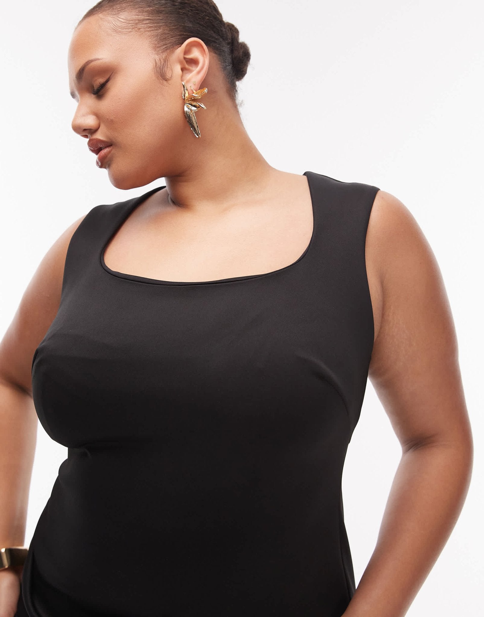ASOS DESIGN Curve scoop cami sculpted maxi dress in black scuba - style fabric - BLACK - ASOS Sample Sale