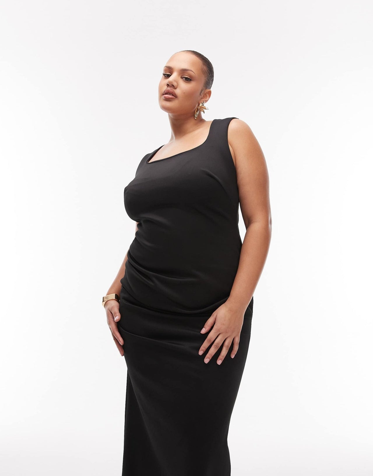ASOS DESIGN Curve scoop cami sculpted maxi dress in black scuba - style fabric - BLACK - ASOS Sample Sale
