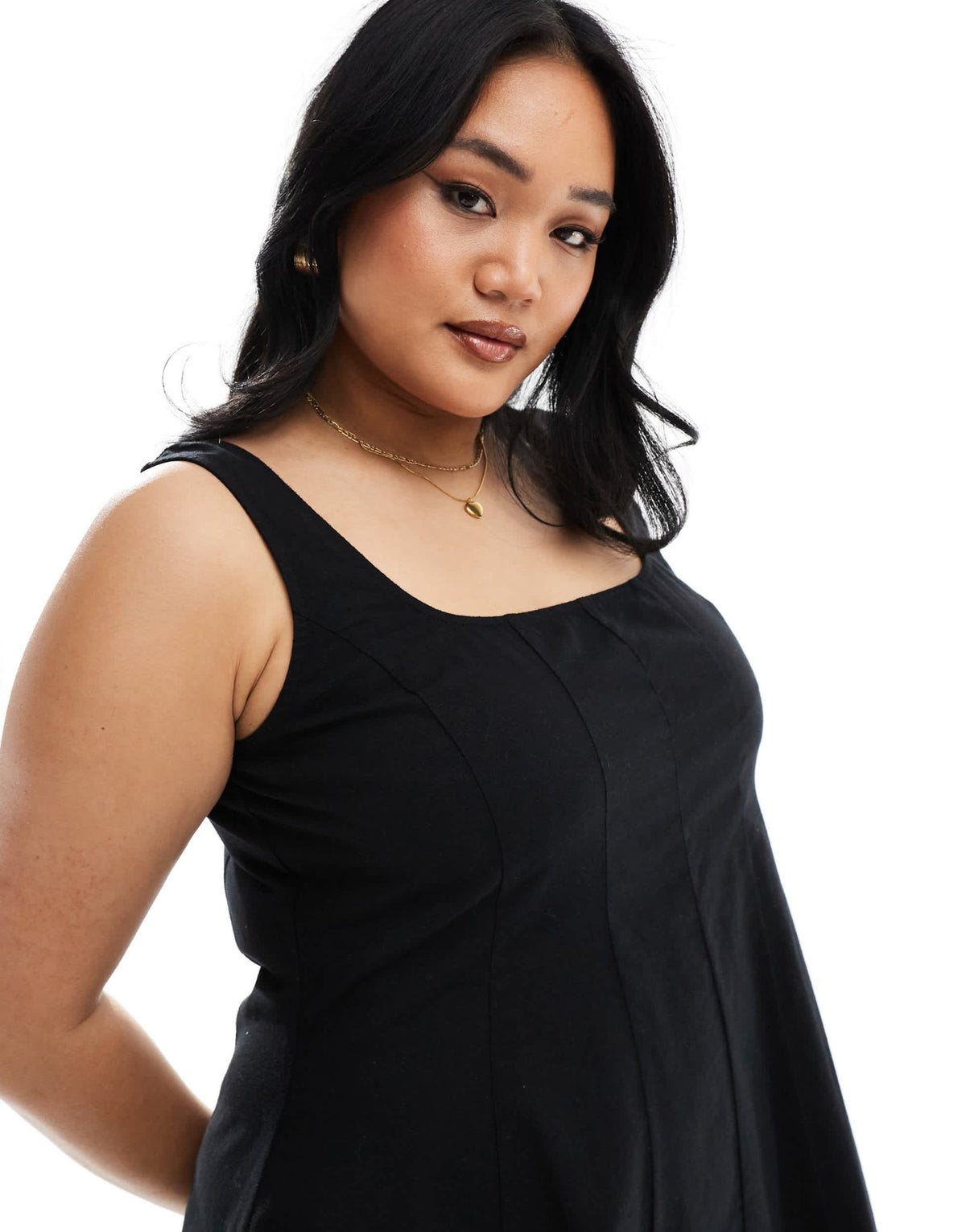 ASOS DESIGN Curve seamed mini tennis sundress in black - ASOS Sample Sale