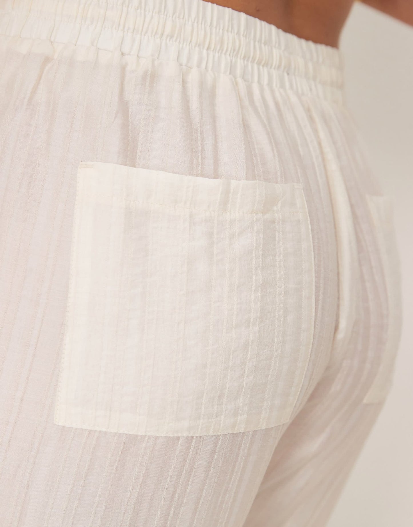 ASOS DESIGN Curve sheer textured wide leg trousers co - ord in off white - ASOS Sample Sale