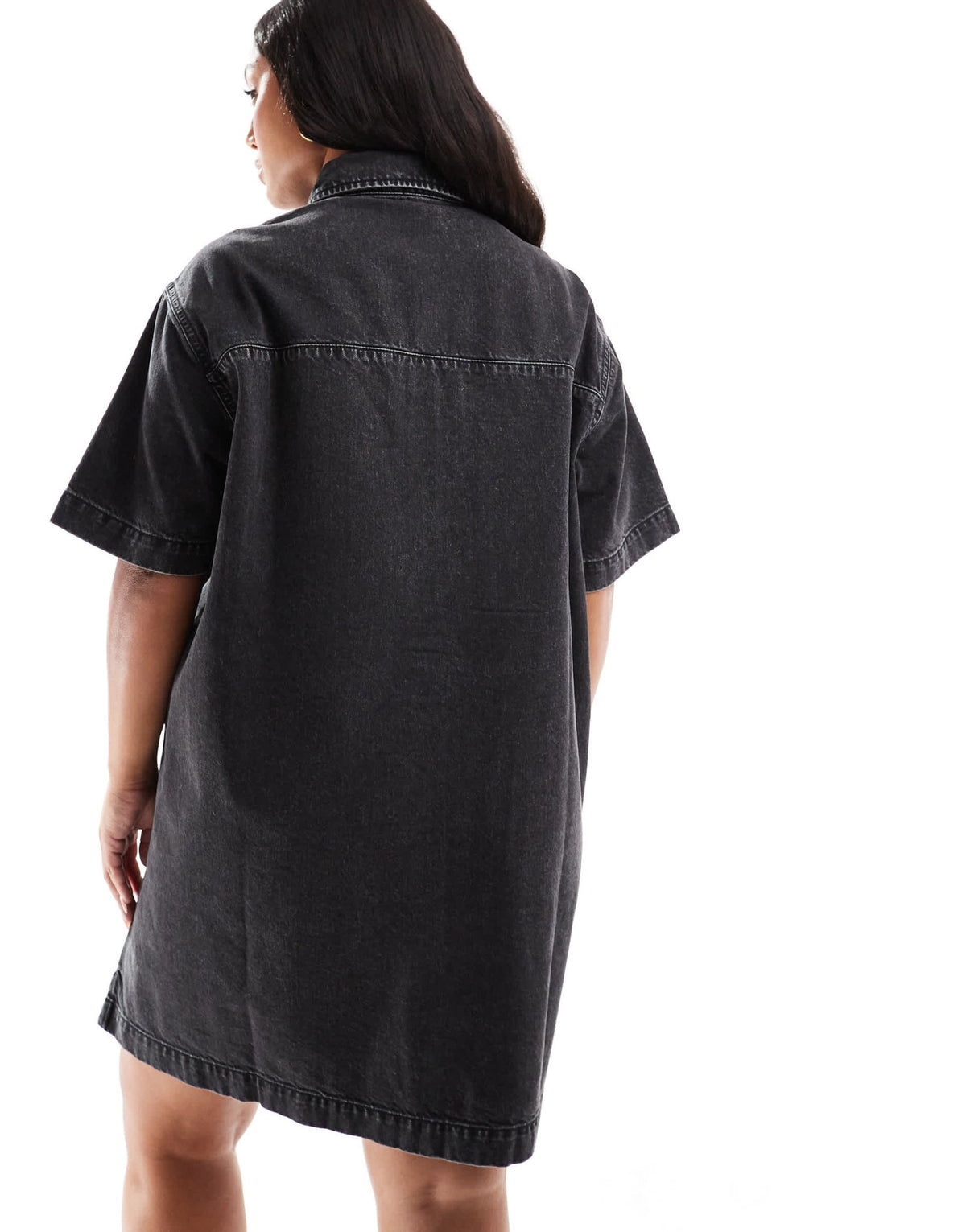 ASOS DESIGN Curve short sleeve denim shirt dress in wash black - ASOS Sample Sale