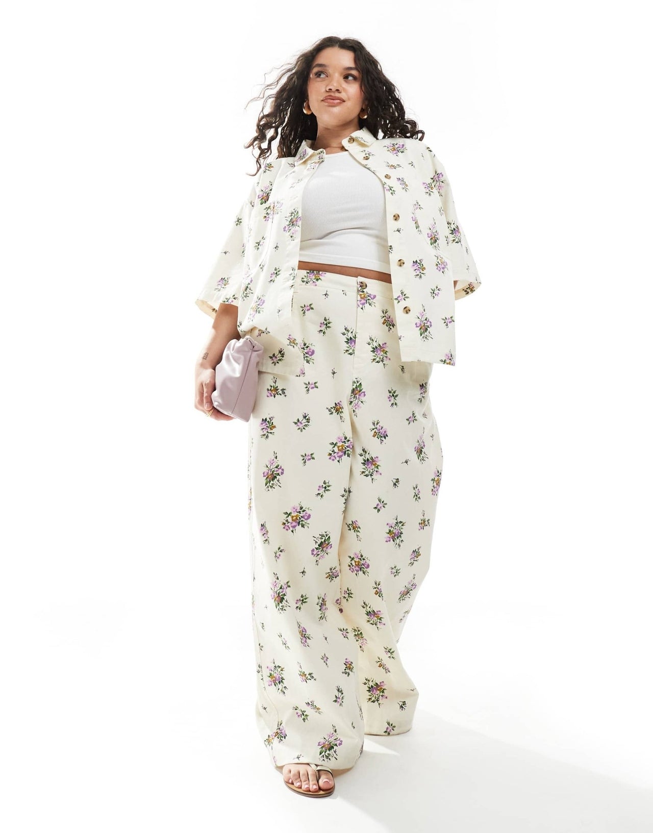 ASOS DESIGN Curve short sleeve shirt co - ord in floral print - ASOS Sample Sale