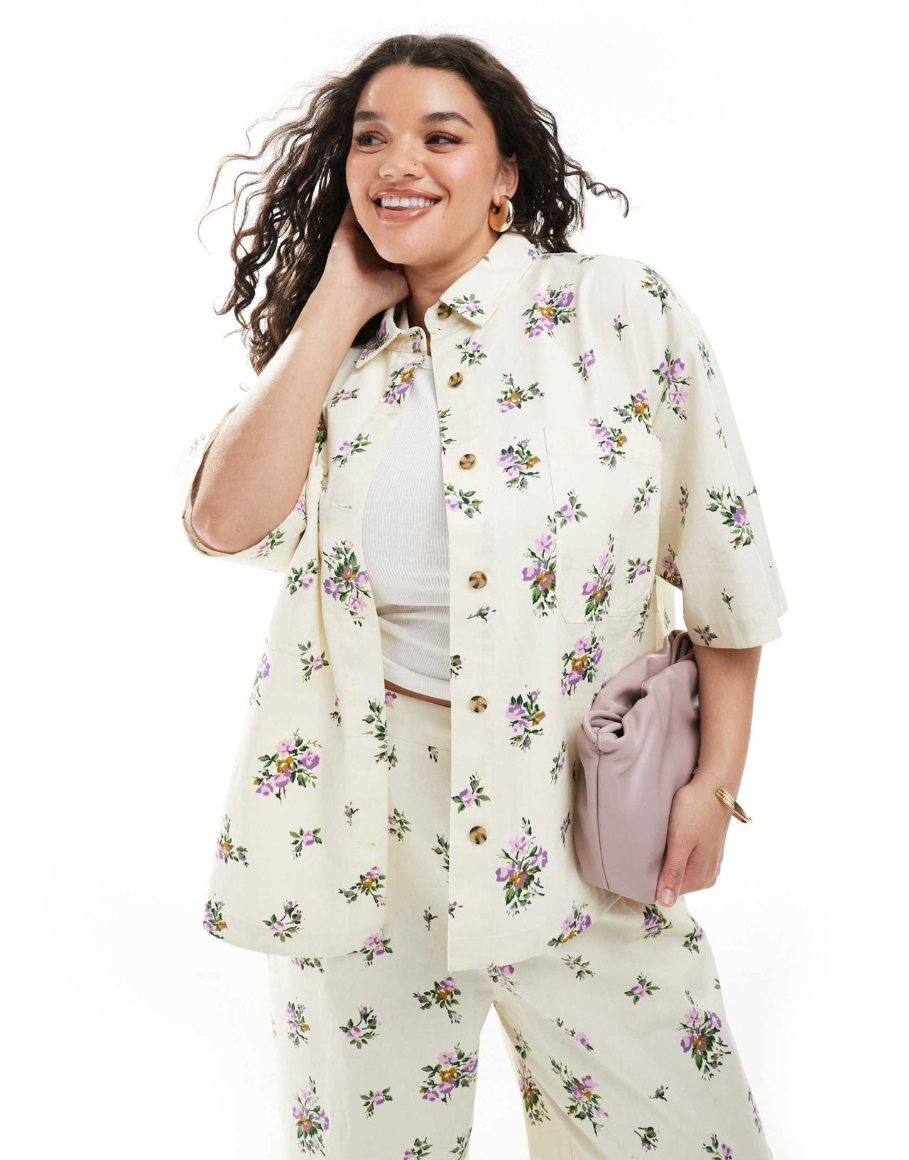 ASOS DESIGN Curve short sleeve shirt co - ord in floral print - ASOS Sample Sale