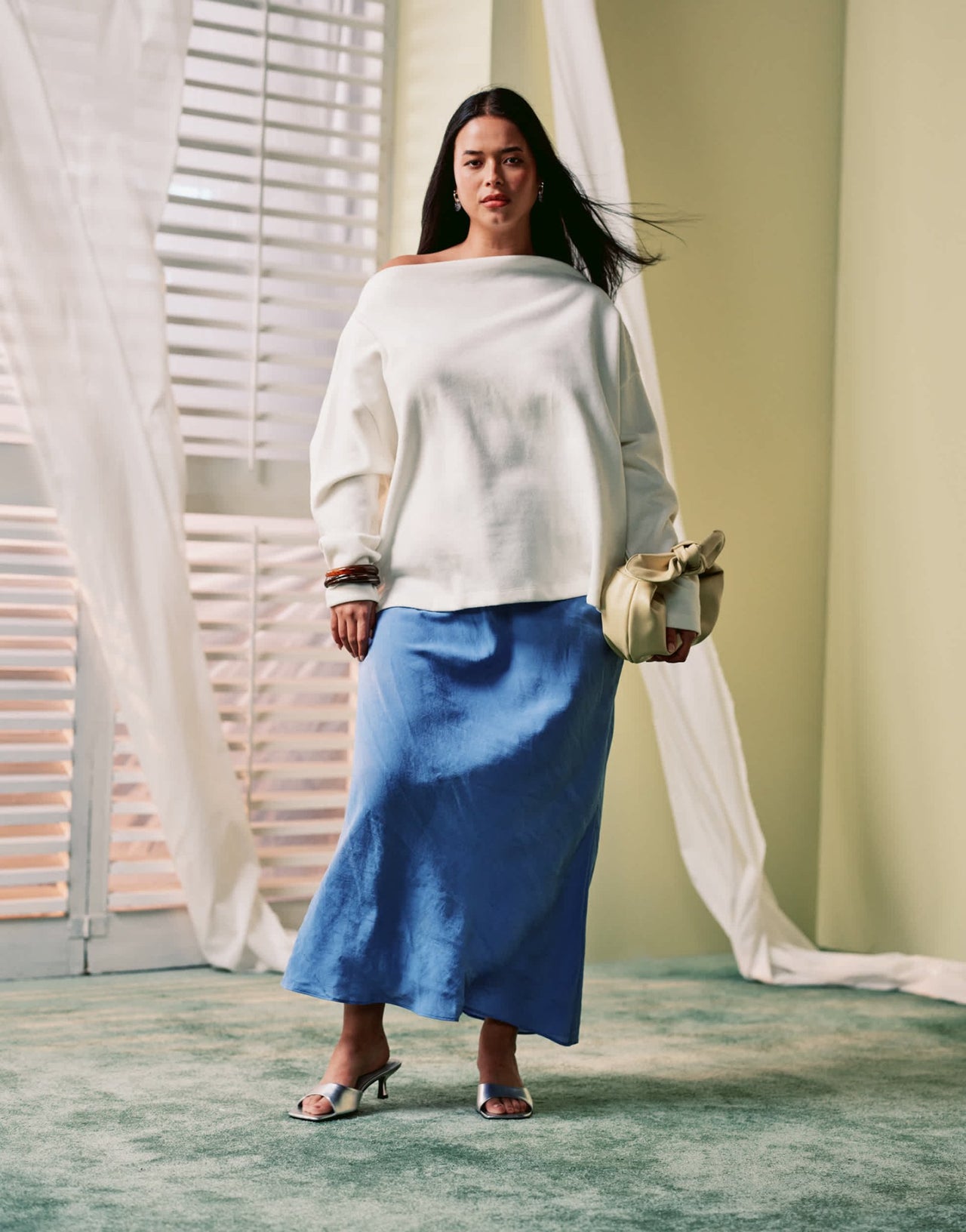 ASOS DESIGN curve soft touch bias maxi skirt in blue - ASOS Sample Sale