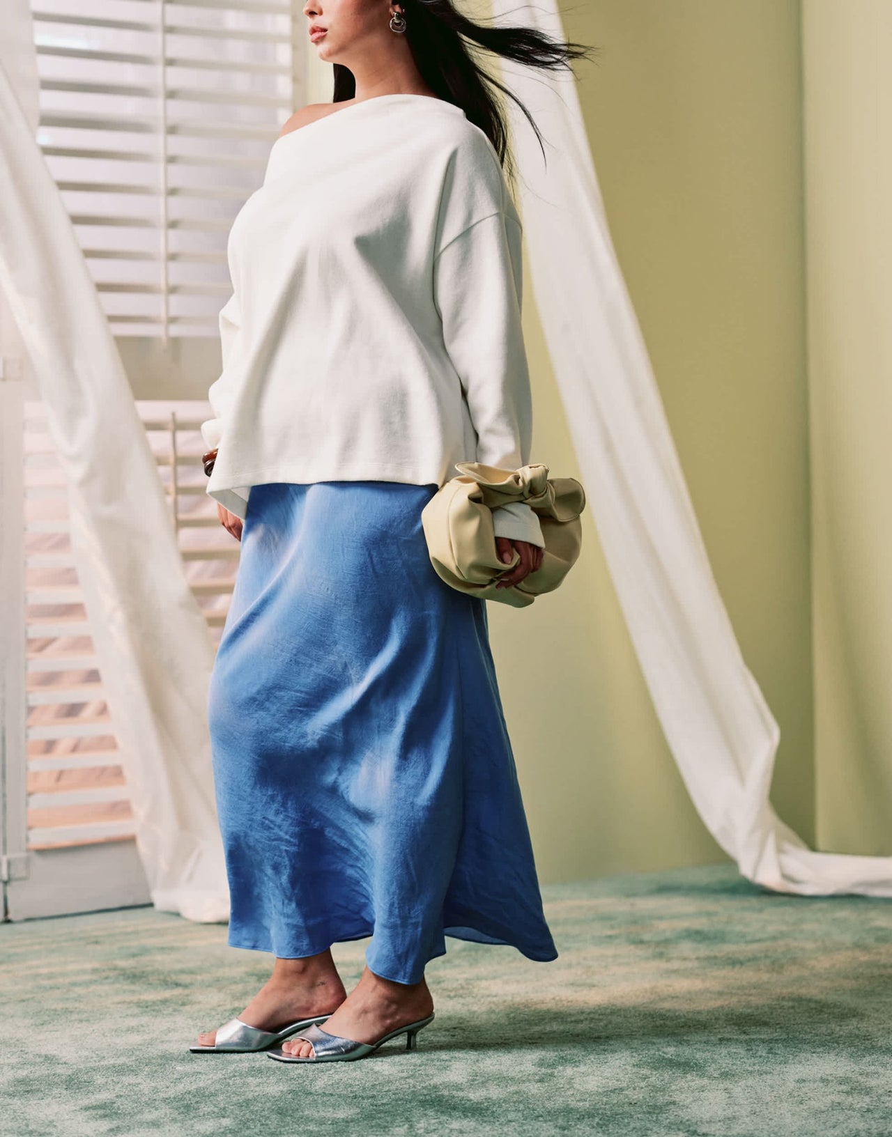 ASOS DESIGN curve soft touch bias maxi skirt in blue - ASOS Sample Sale