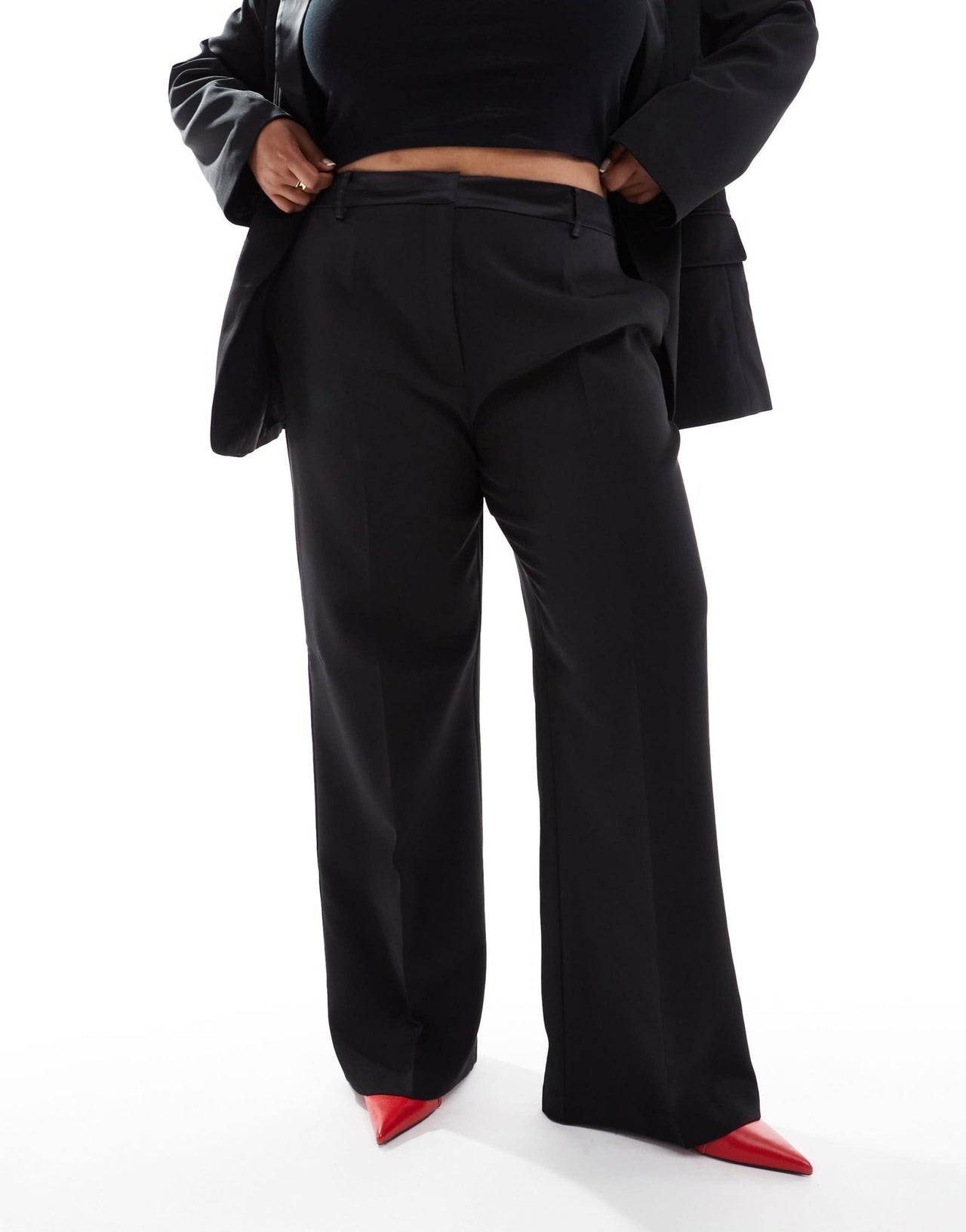ASOS DESIGN Curve straight leg tailored tux trouser co - ord in black - ASOS Sample Sale