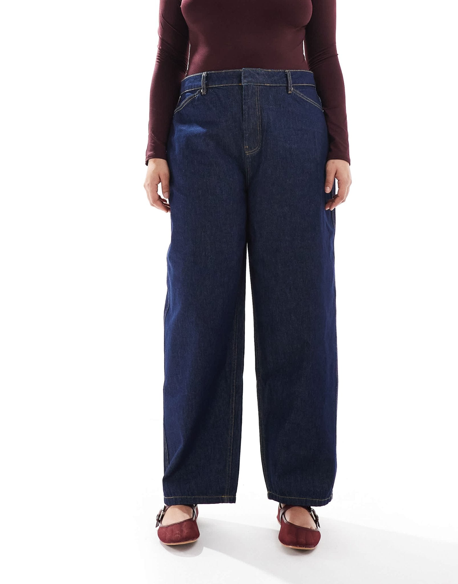 ASOS DESIGN Curve tailored barrel jeans in rinse wash - ASOS Sample Sale