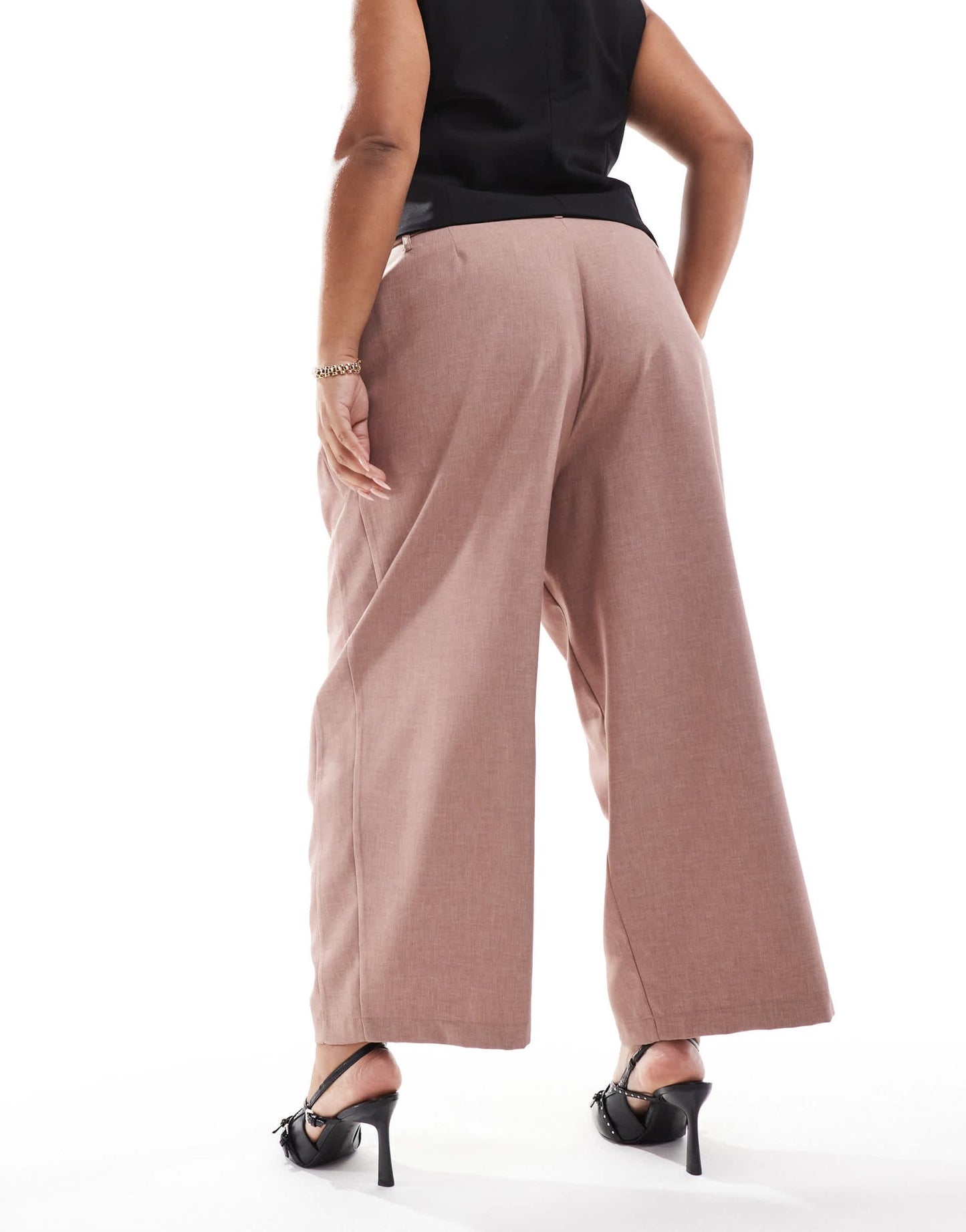 ASOS DESIGN Curve tailored barrel leg trouser with double ties in mink - ASOS Sample Sale