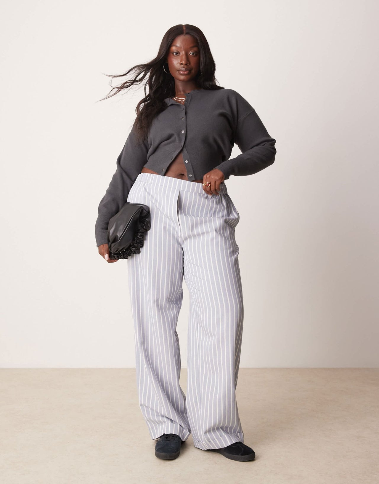 ASOS DESIGN Curve tailored straight leg trouser in blue and white stripe - ASOS Sample Sale