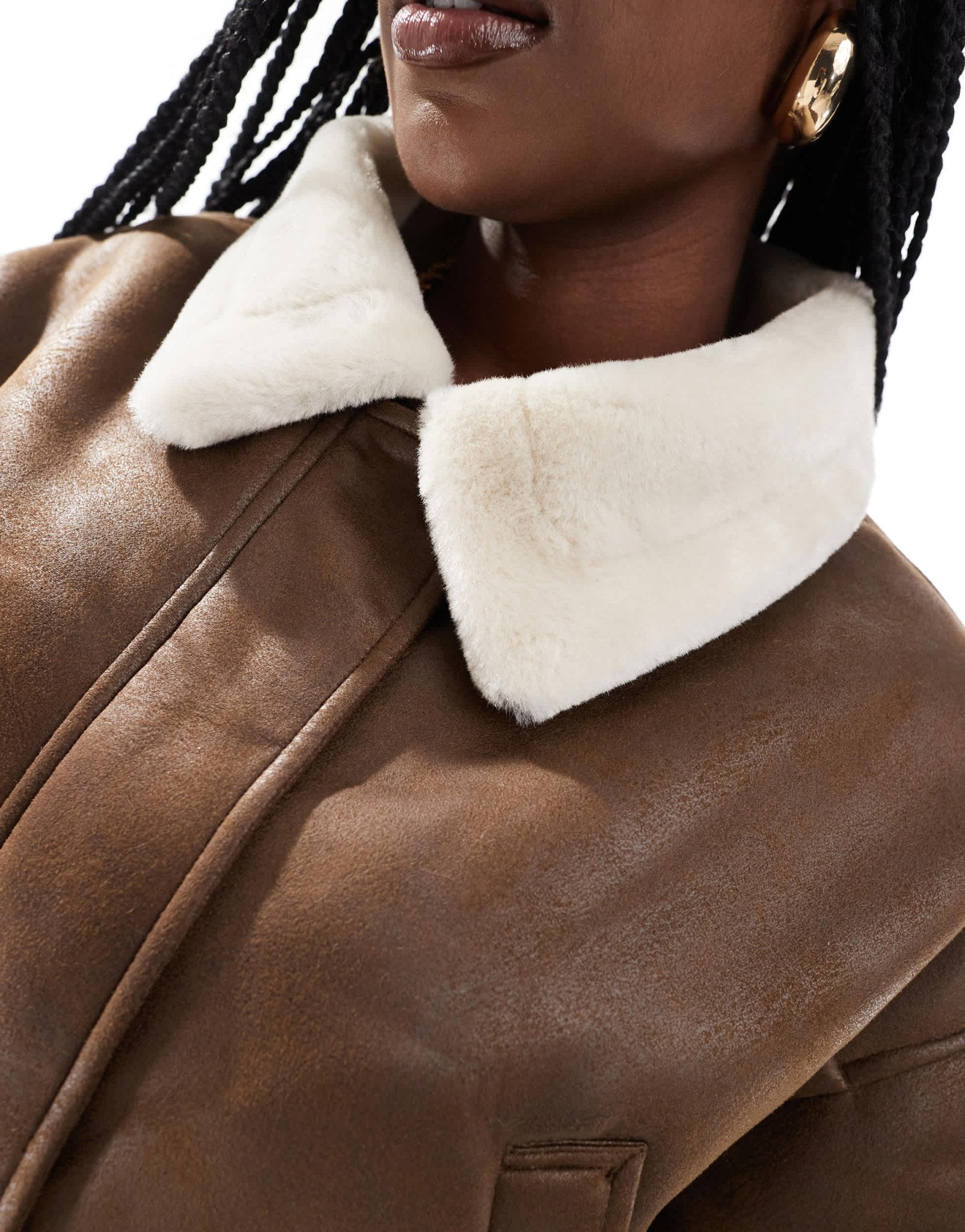 ASOS DESIGN Curve top collar shearling jacket in hazelnut - ASOS Sample Sale