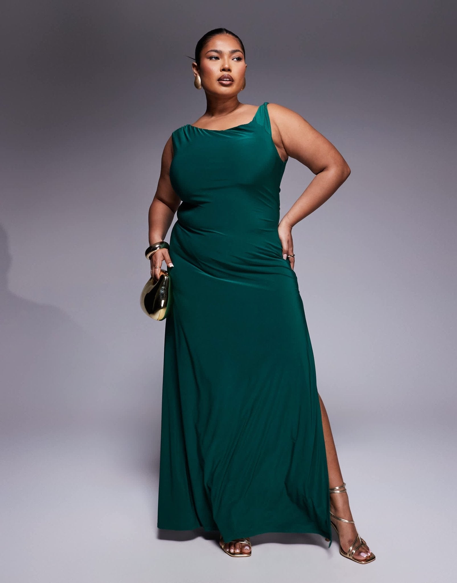 ASOS DESIGN Curve twist shoulder with lace up back maxi dress in emerald green - ASOS Sample Sale