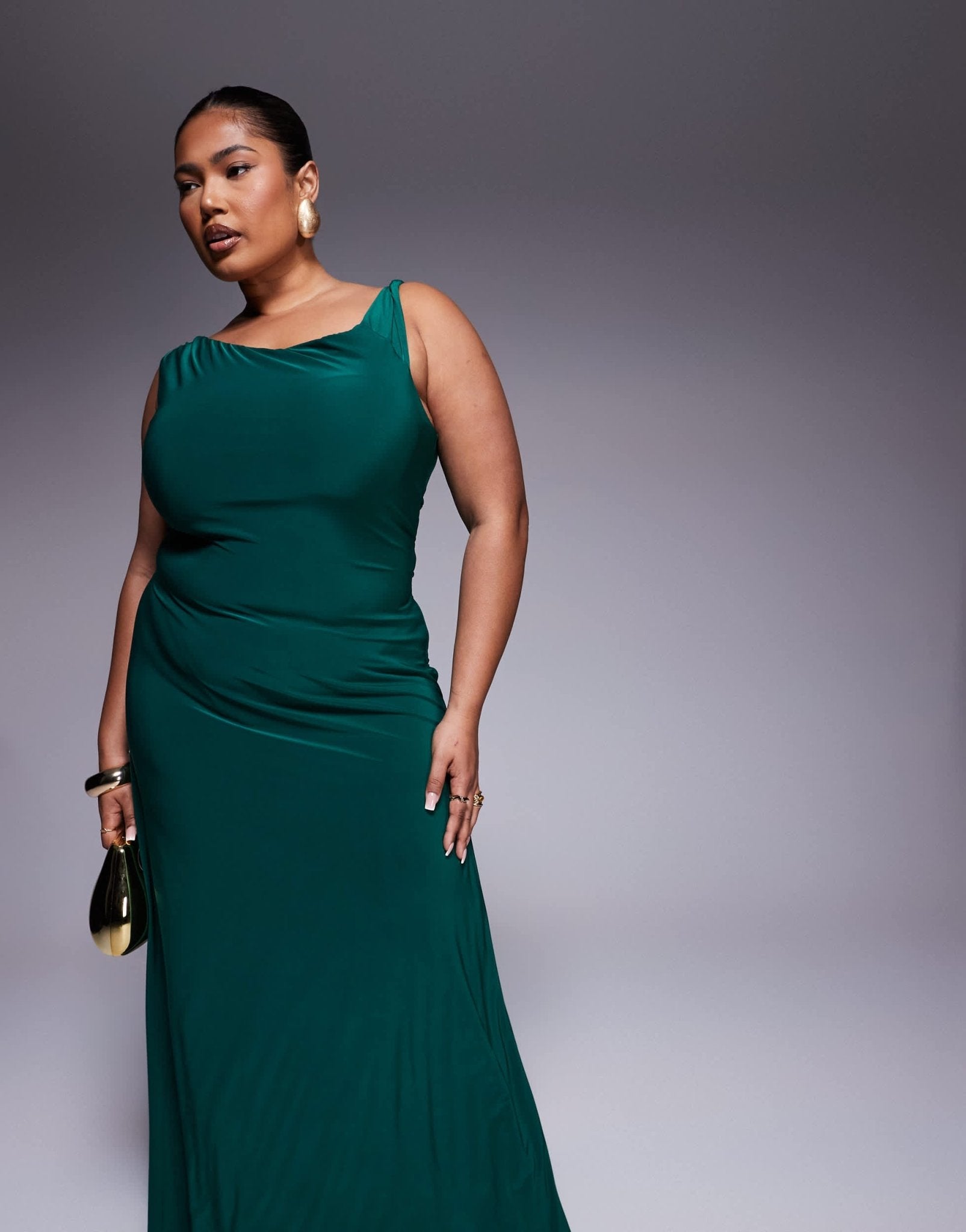 ASOS DESIGN Curve twist shoulder with lace up back maxi dress in emerald green - ASOS Sample Sale