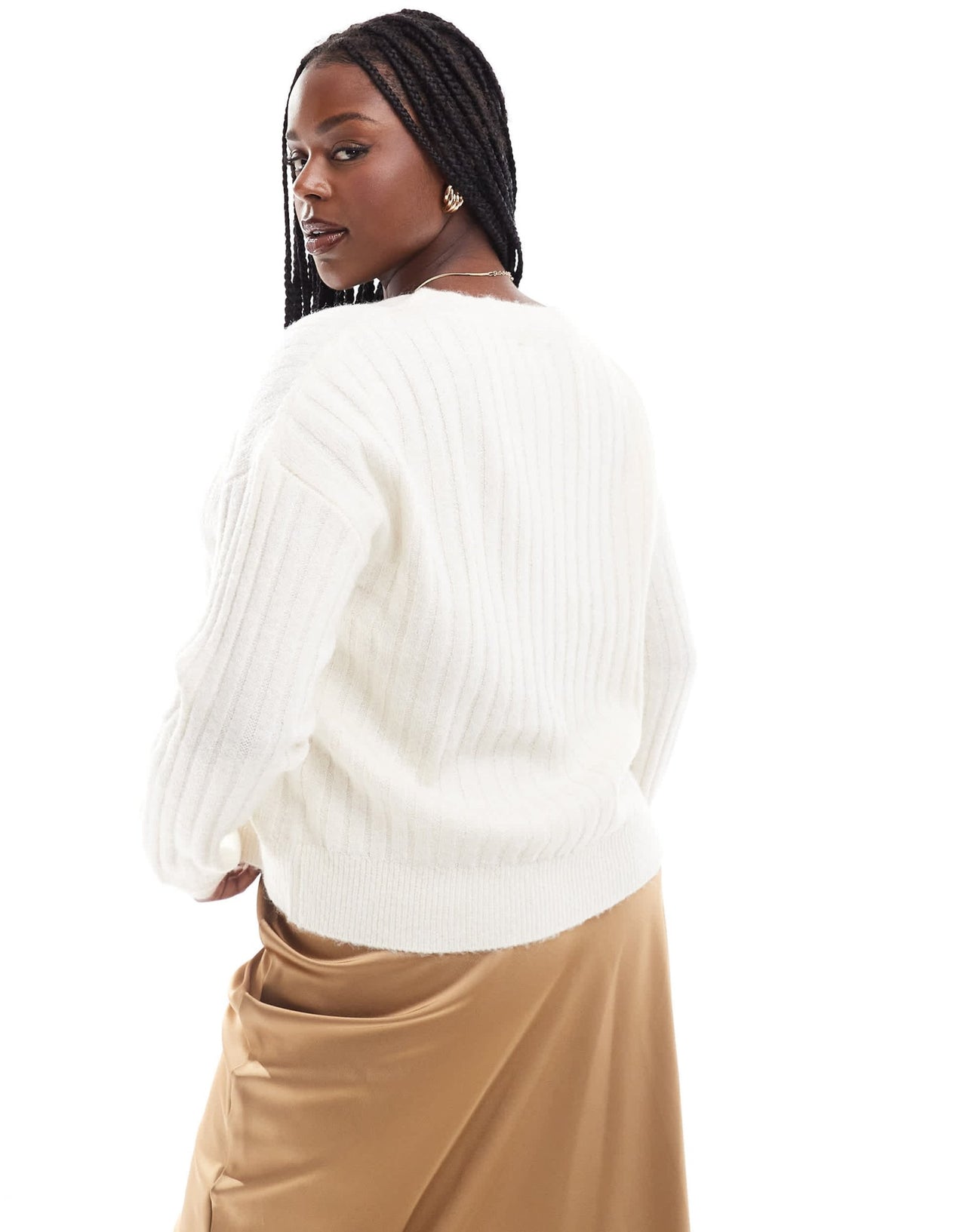 ASOS DESIGN Curve v neck jumper in rib in cream - ASOS Sample Sale