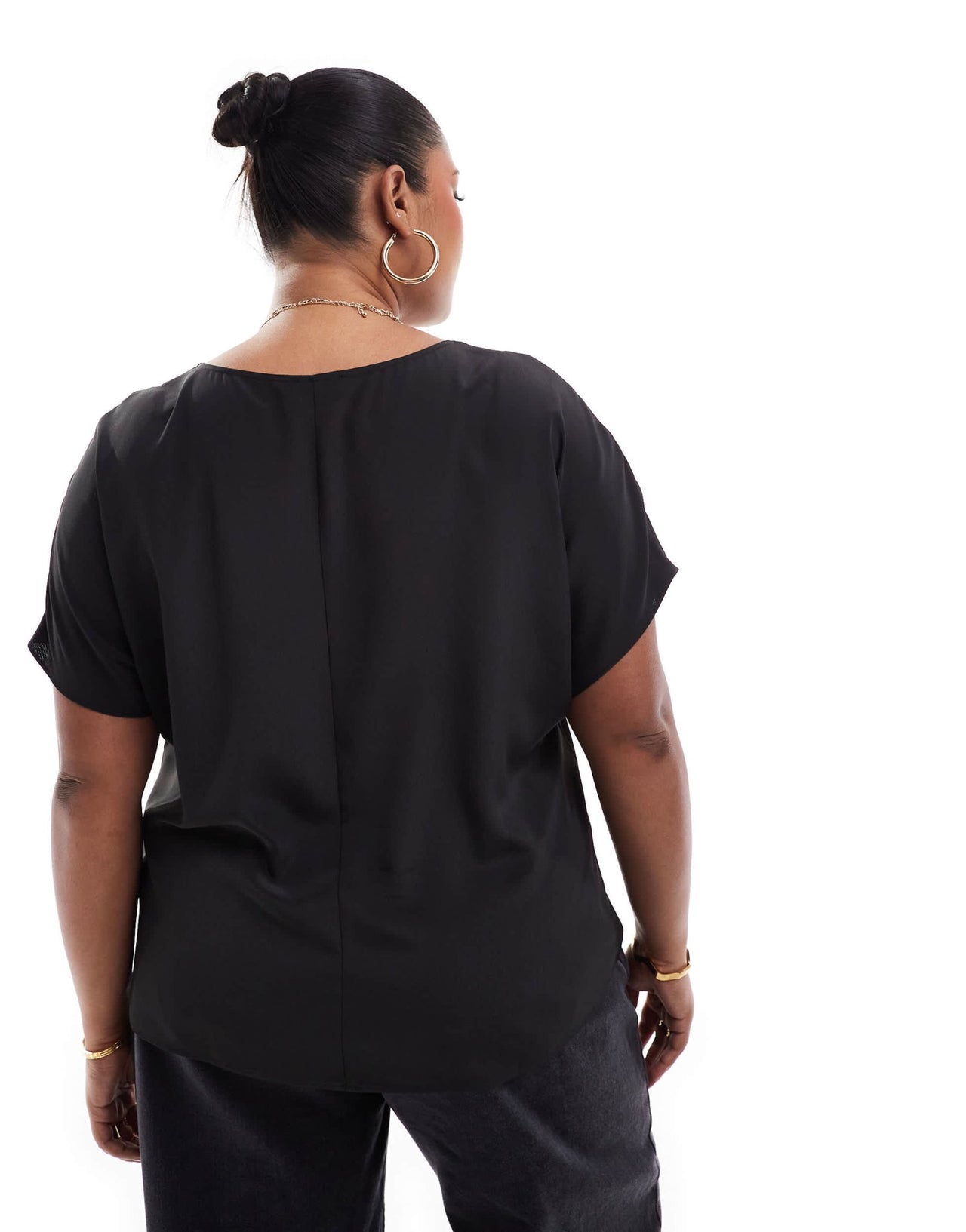 ASOS DESIGN Curve V neck short sleeve top in black - ASOS Sample Sale