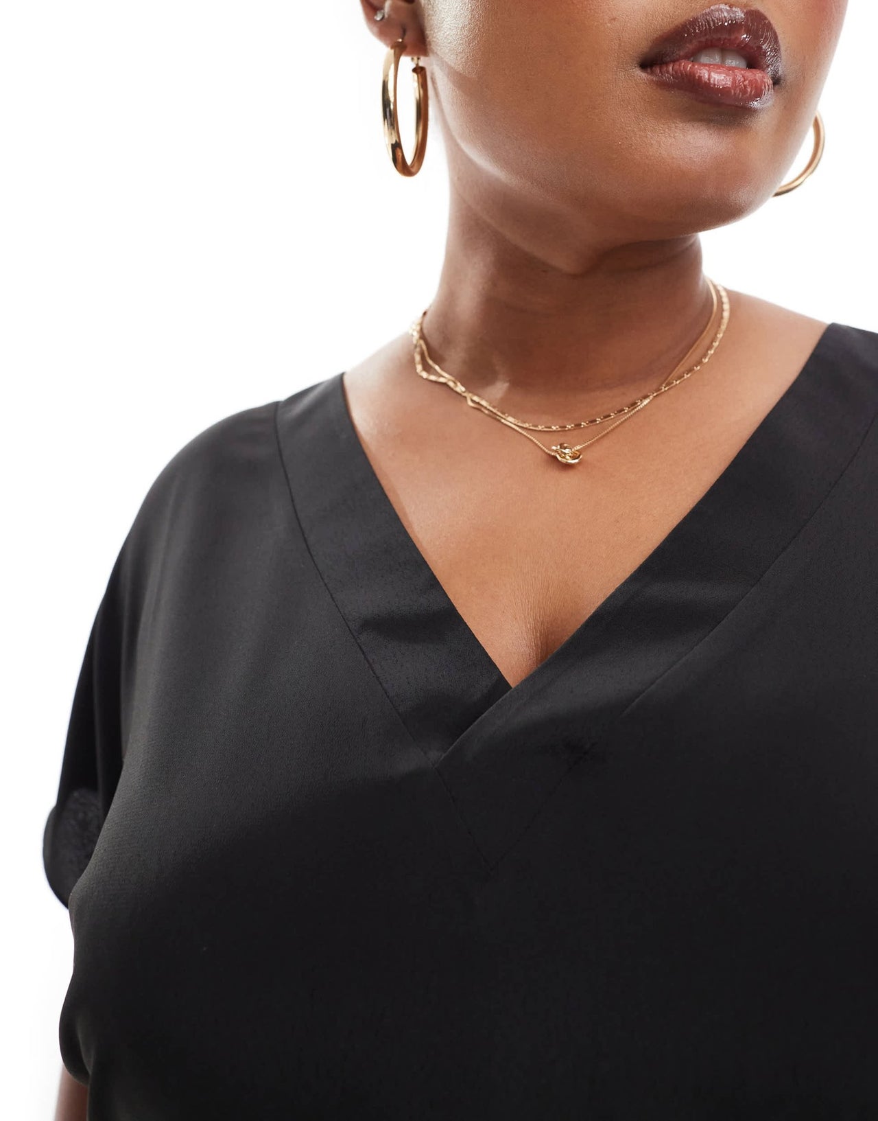 ASOS DESIGN Curve V neck short sleeve top in black - ASOS Sample Sale