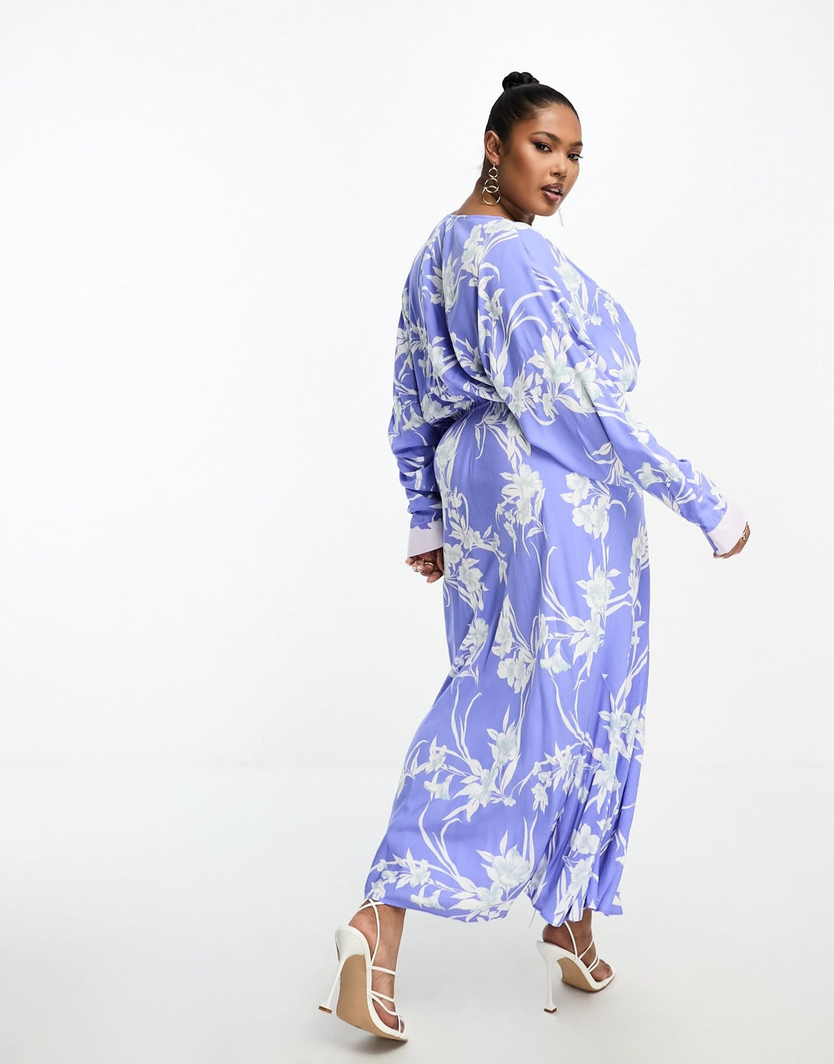 ASOS DESIGN Curve viscose batwing wrap front midi dress in mixed floral print - ASOS Sample Sale