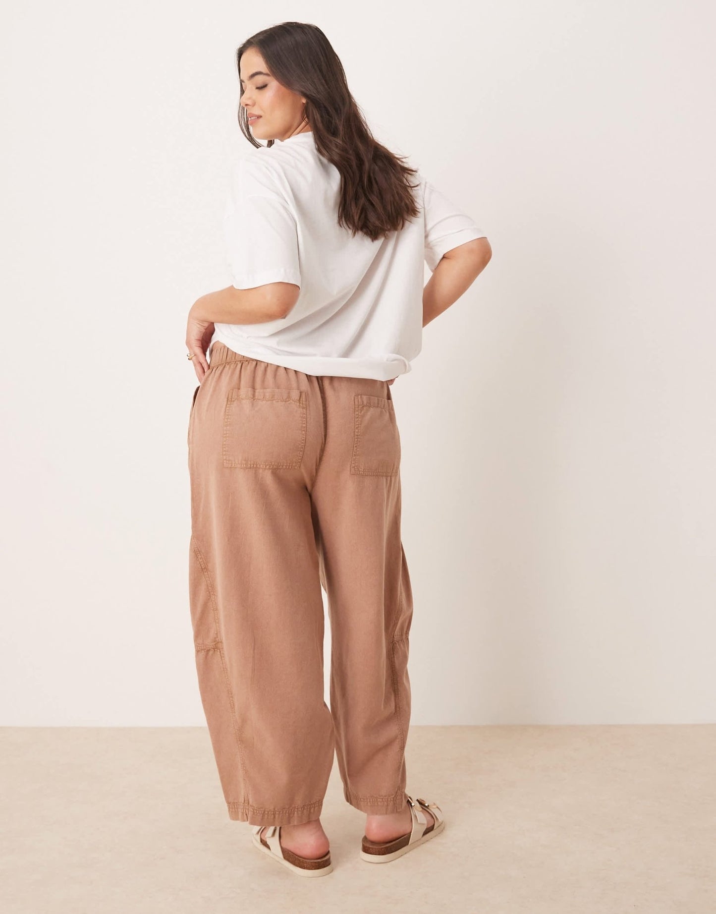 ASOS DESIGN Curve washed linen trousers in mocha - ASOS Sample Sale
