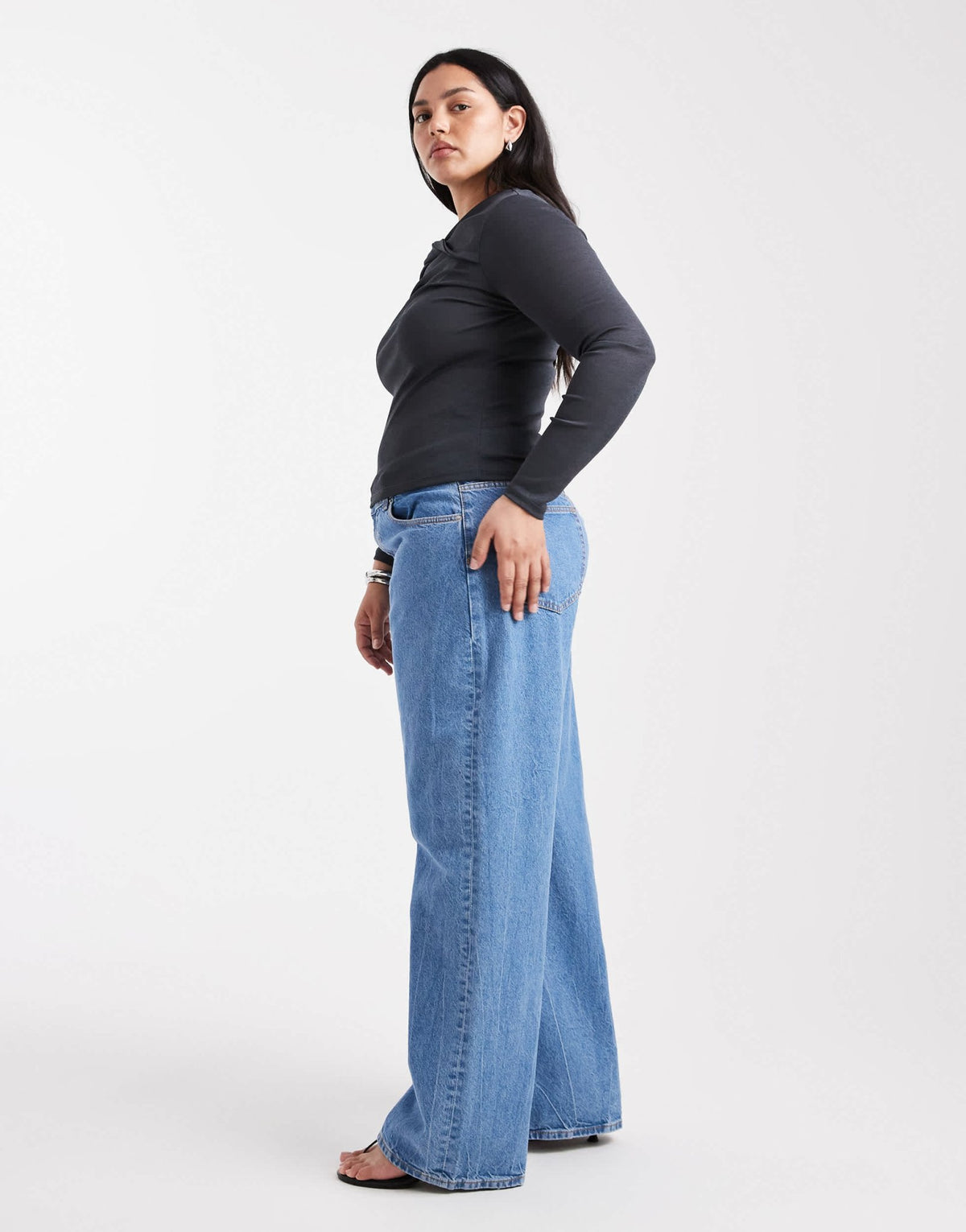 ASOS DESIGN Curve wide leg dad jeans in clean blue - ASOS Sample Sale