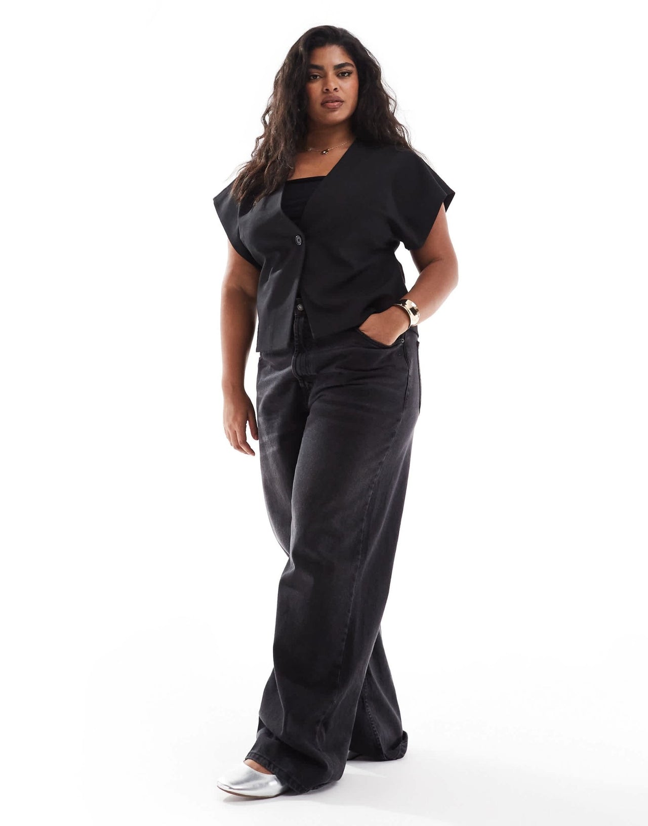ASOS DESIGN Curve wrap waistcoat in black - ASOS Sample Sale