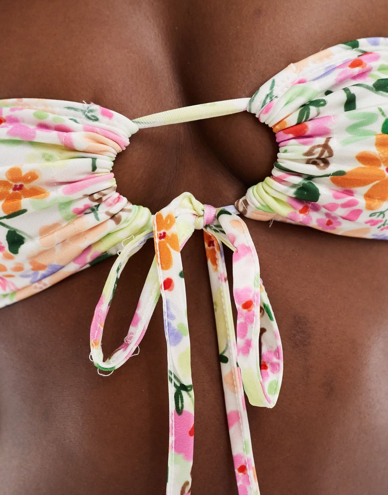 ASOS DESIGN cut - out bandeau bikini top in scribble floral print - ASOS Sample Sale
