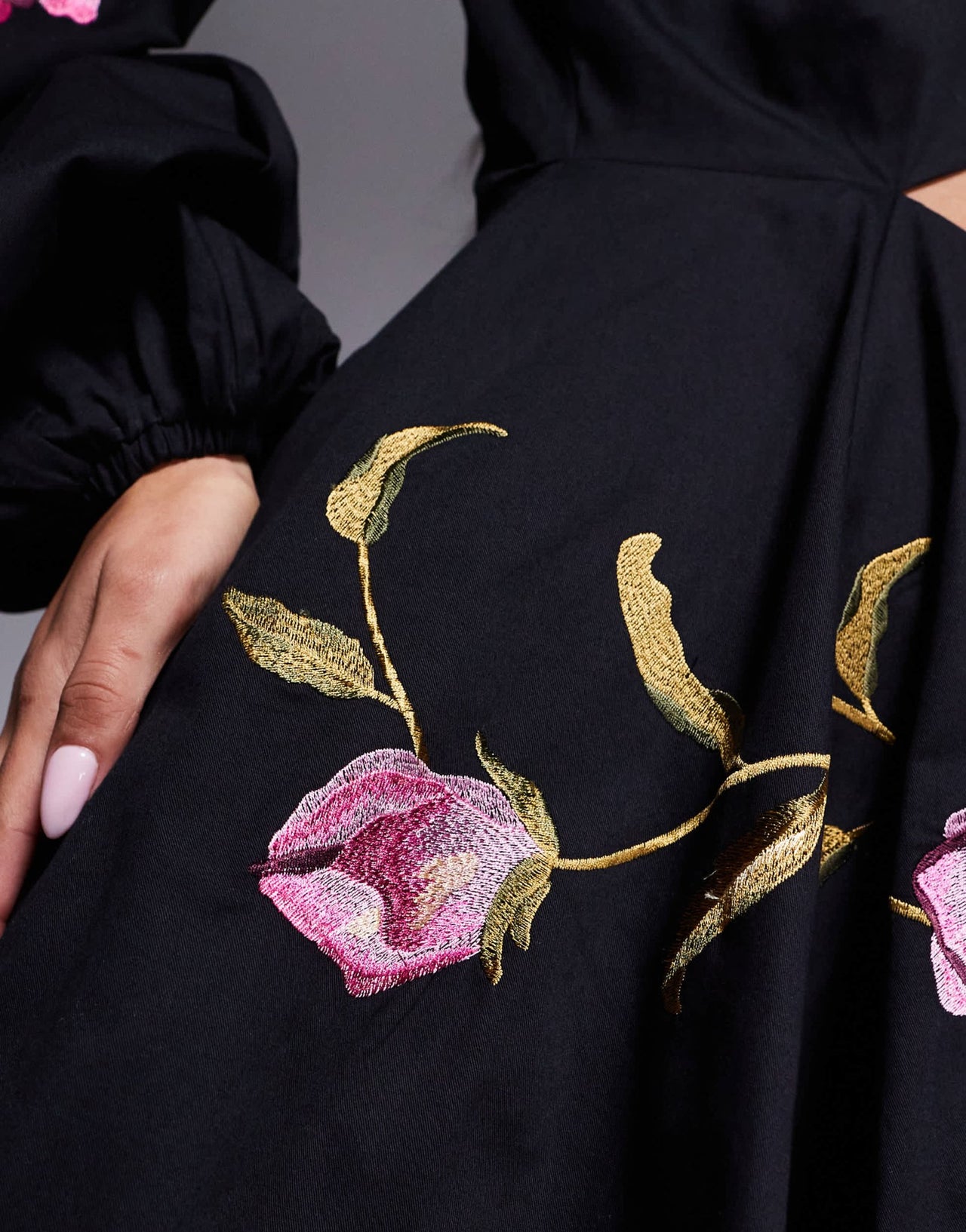 ASOS DESIGN cut out mini dress with floral embroidery in black - ASOS Sample Sale