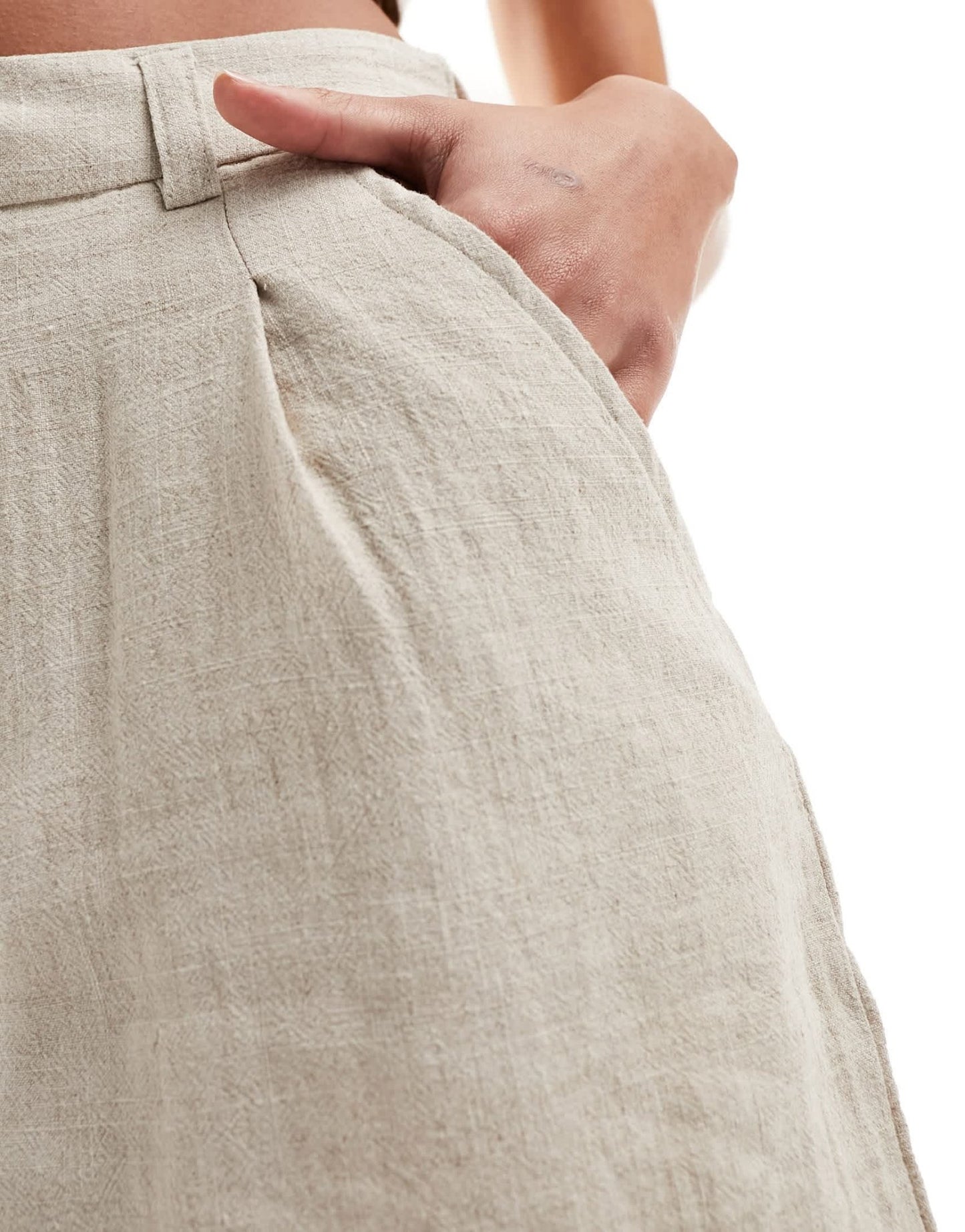ASOS DESIGN dad short with linen in natural - ASOS Sample Sale