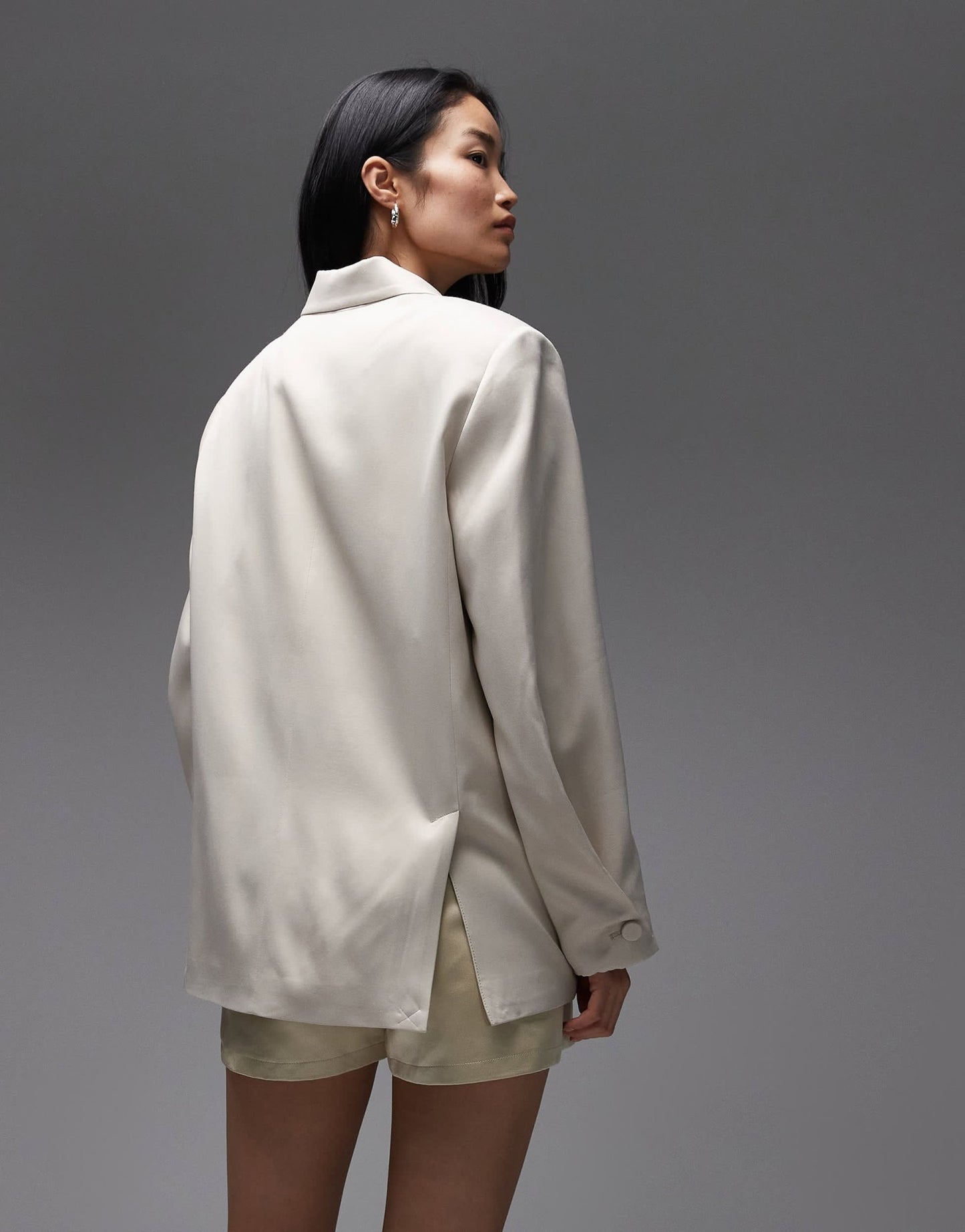 ASOS DESIGN DECON tailored deconstructed satin blazer in cream - ASOS Sample Sale