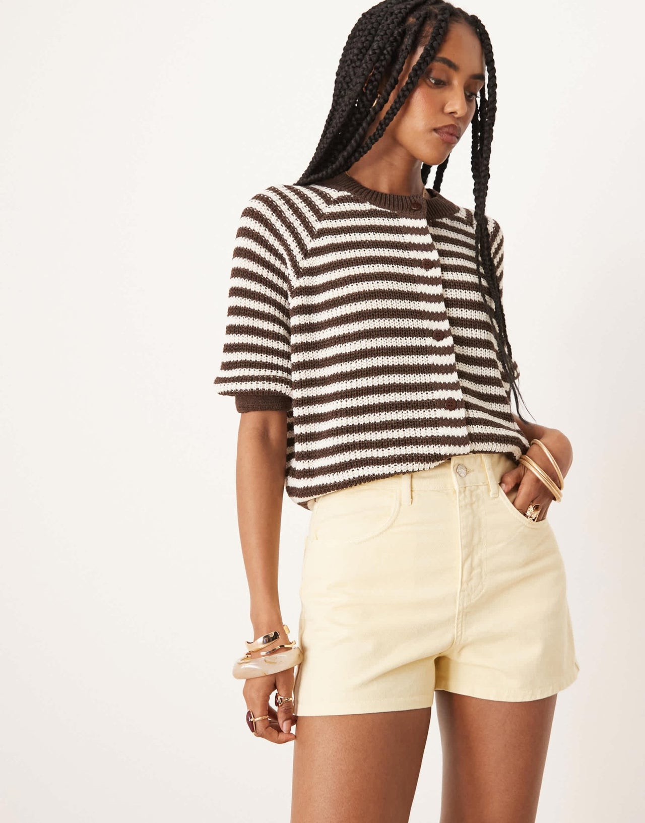 ASOS DESIGN denim a line short in buttermilk yellow - ASOS Sample Sale