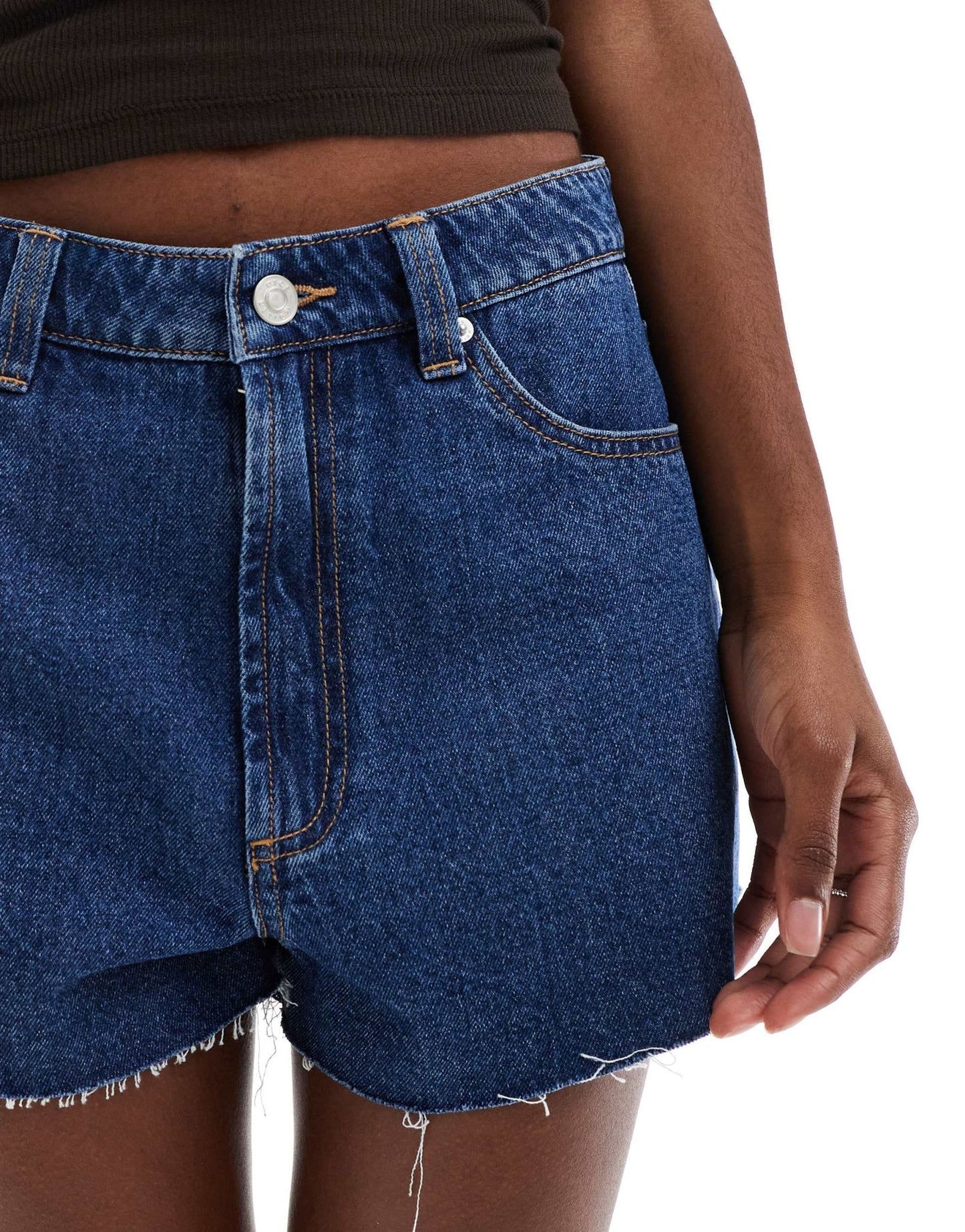 ASOS DESIGN denim A line short in clean midwash blue - ASOS Sample Sale