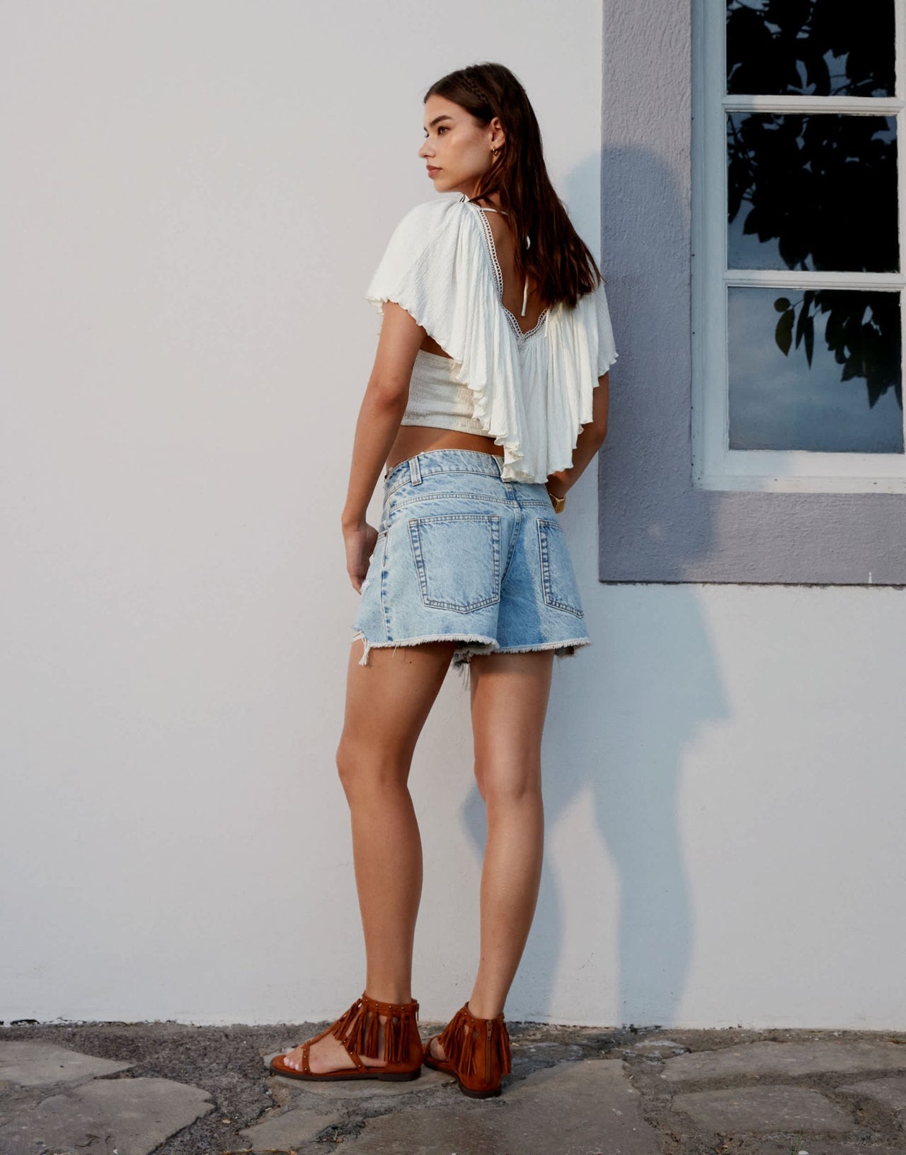 ASOS DESIGN denim A line short in lightwash blue - ASOS Sample Sale
