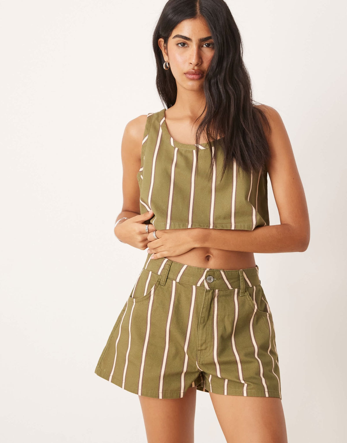 ASOS DESIGN denim a-line short in stripe co-ord - ASOS Sample Sale