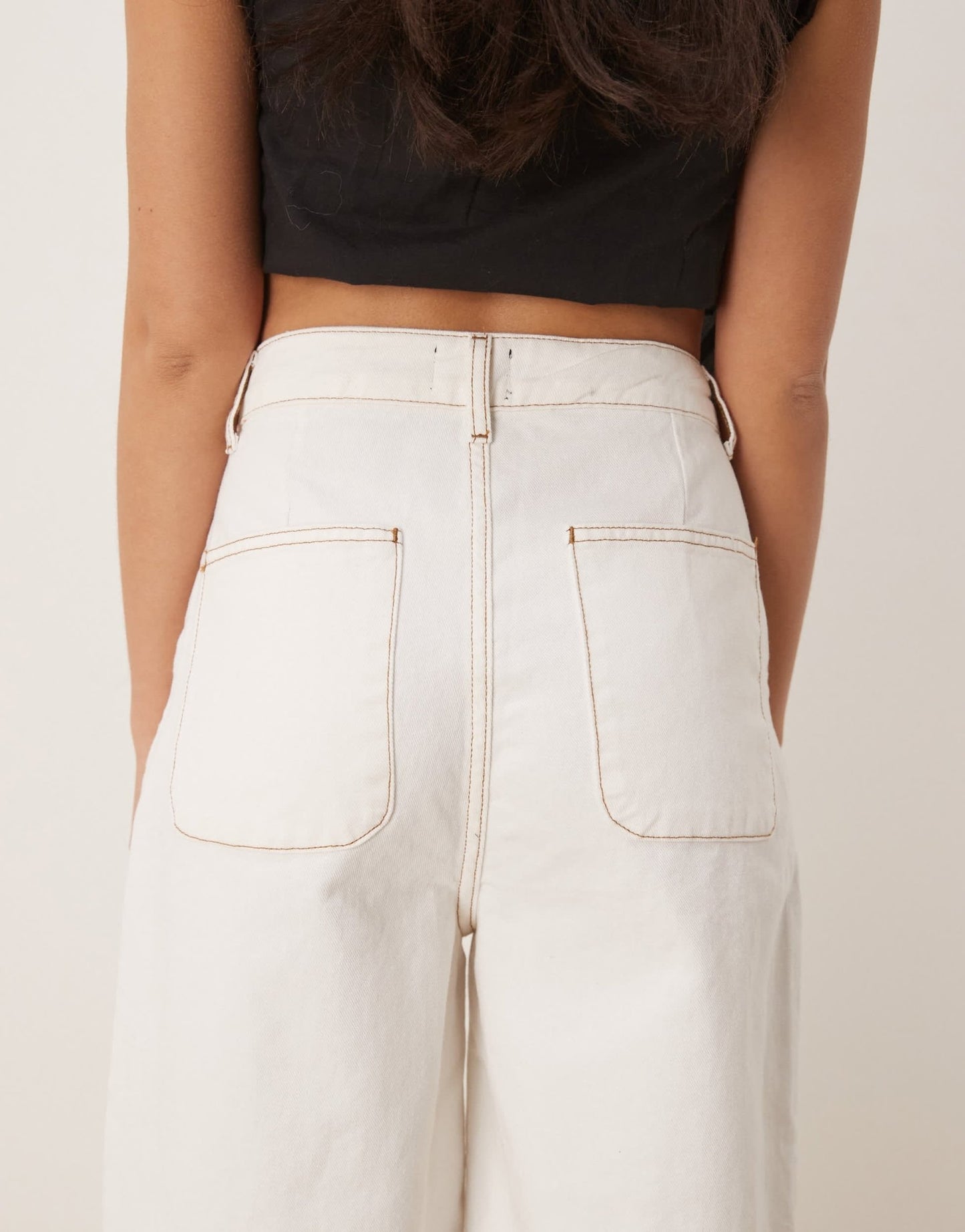 ASOS DESIGN denim arch leg trousers in ecru - ASOS Sample Sale